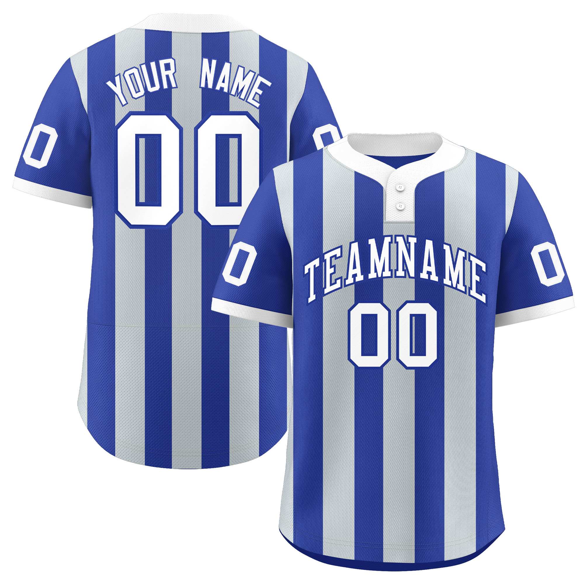 Custom Royal Silver Stripe Fashion Authentic Two-Button Baseball Jersey| KXKSHOP