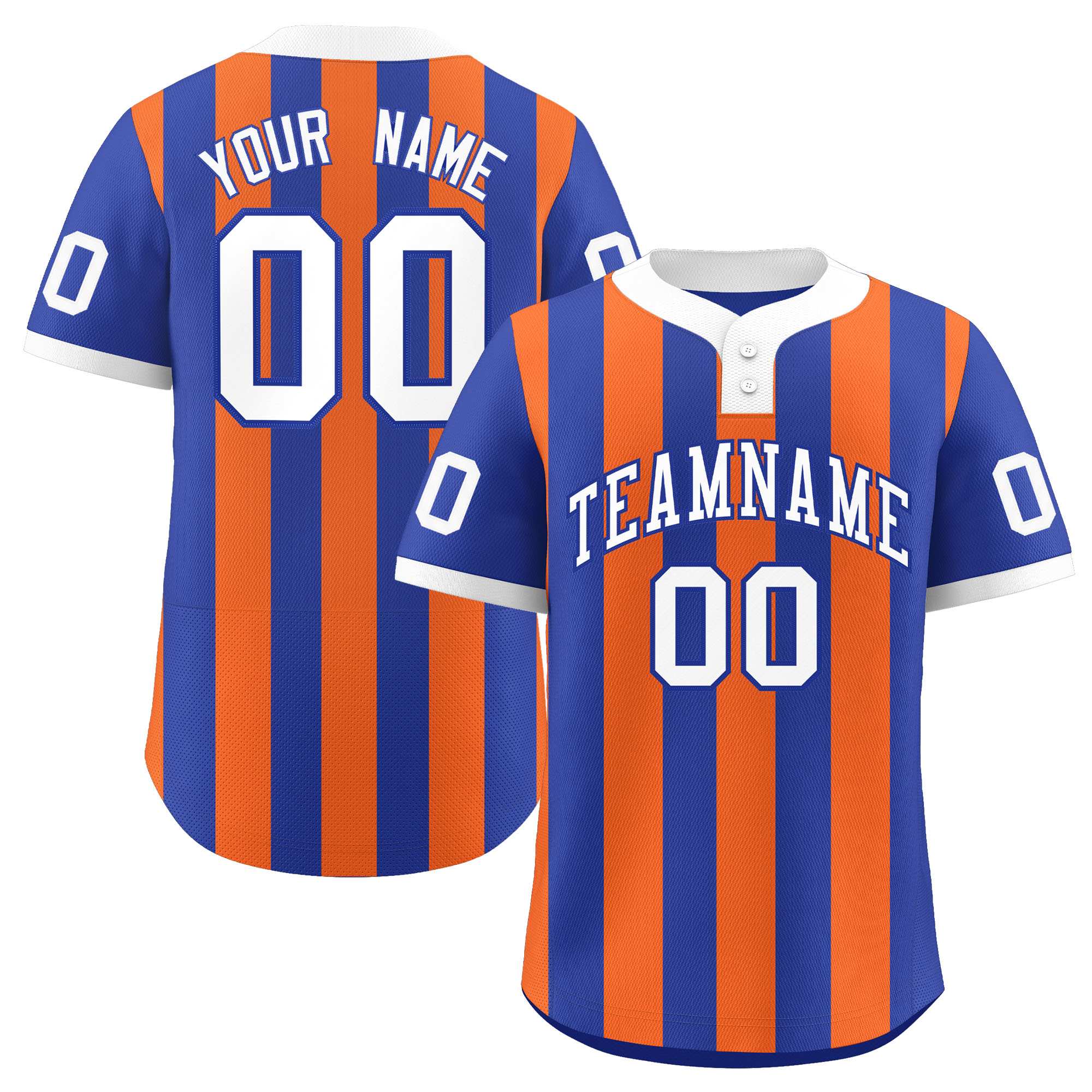 Custom Royal Orange Stripe Fashion Authentic Two-Button Baseball Jersey| KXKSHOP