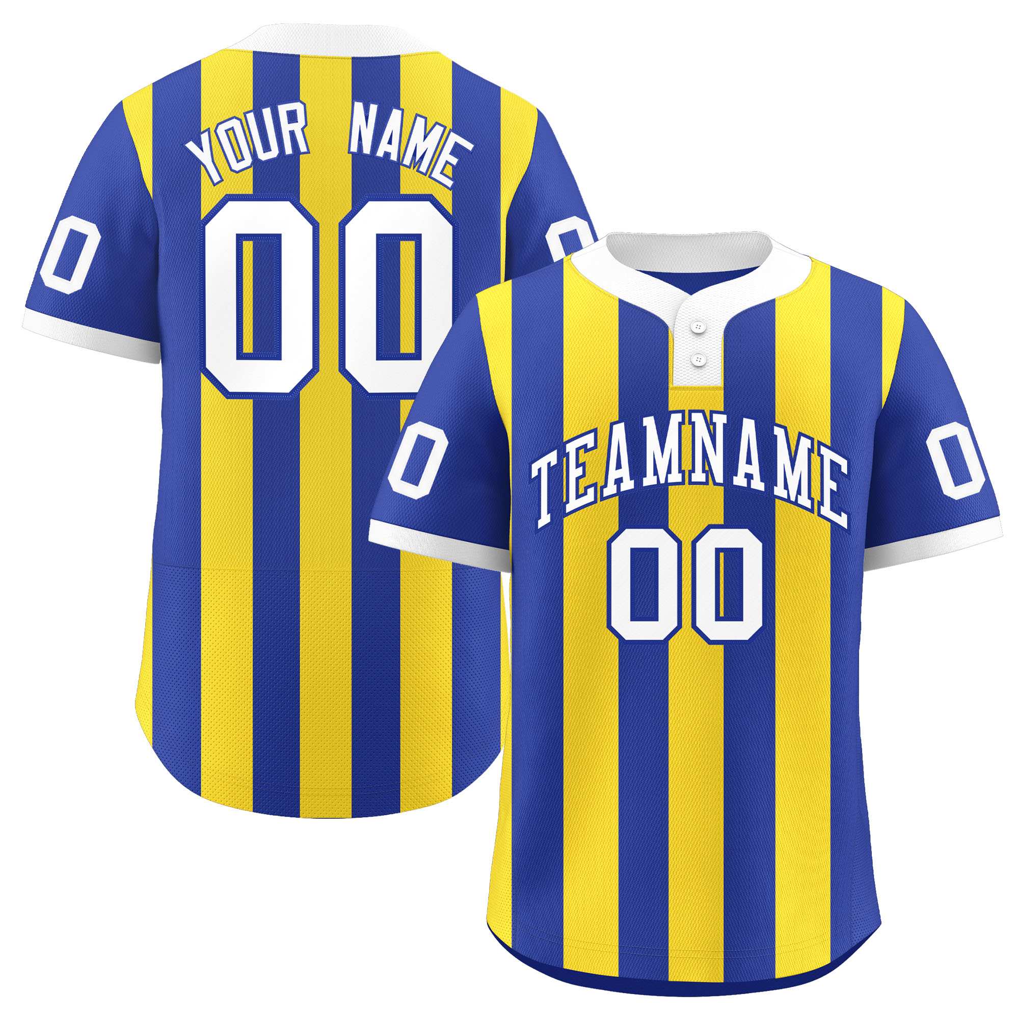 Custom Royal Gold Stripe Fashion Authentic Two-Button Baseball Jersey| KXKSHOP