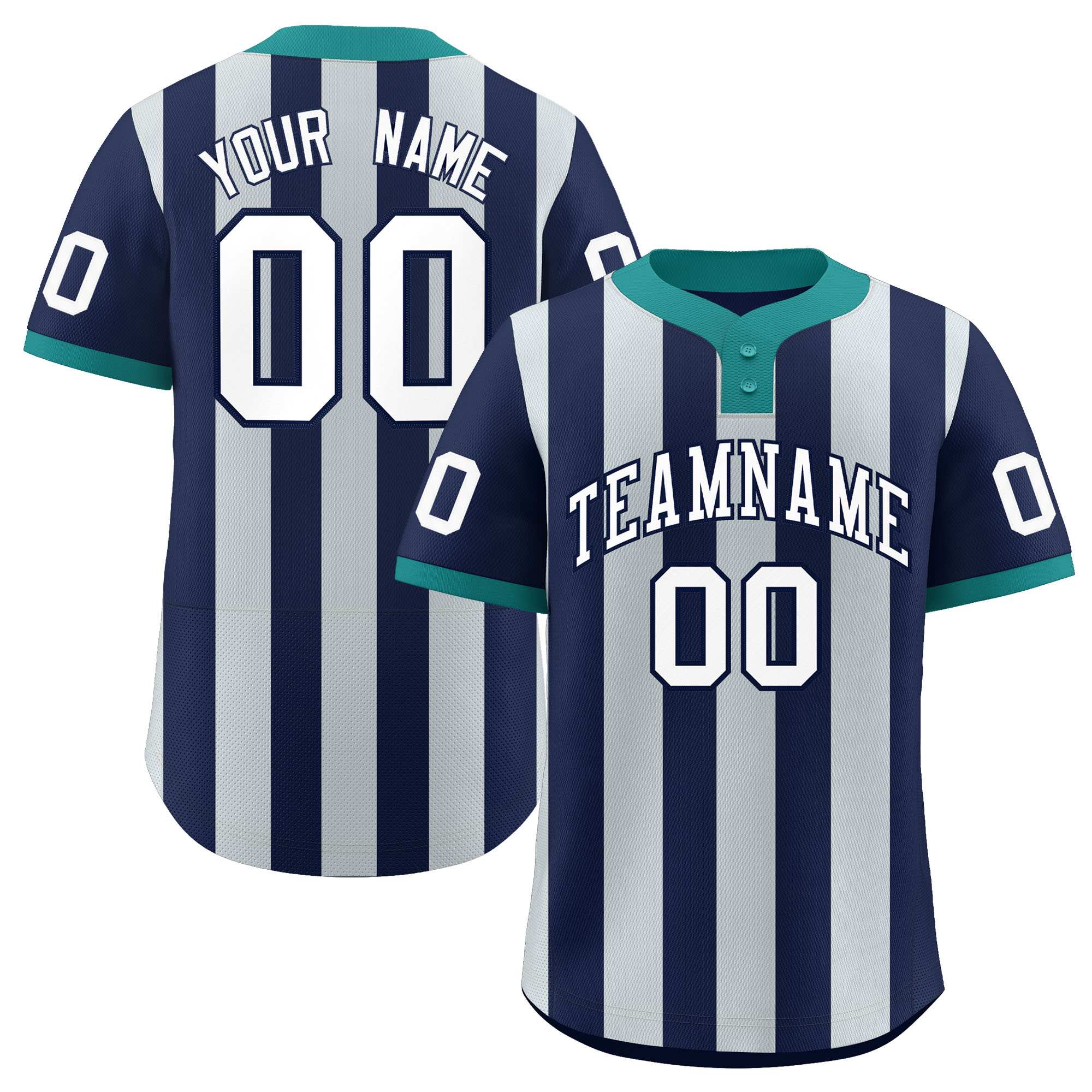 Custom Navy Silver Stripe Fashion Authentic Two-Button Baseball Jersey| KXKSHOP