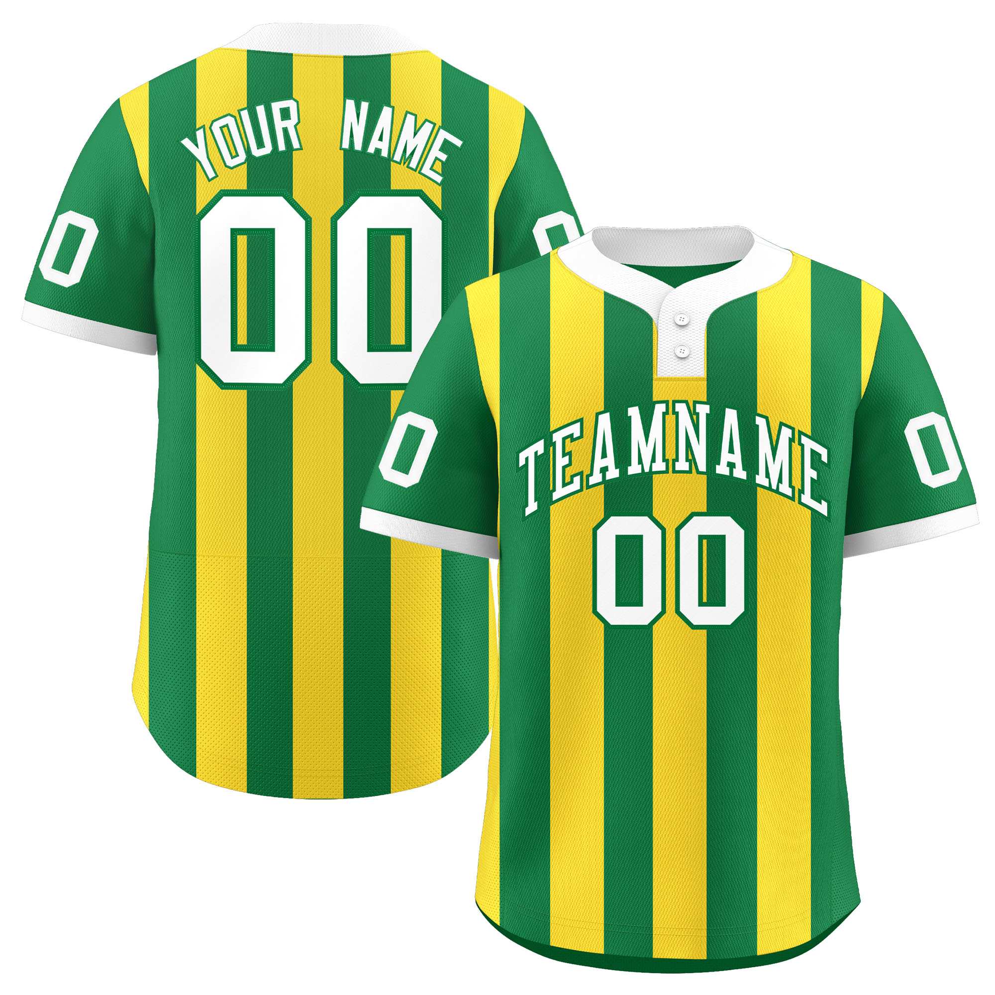 Custom Kelly Green Gold Stripe Fashion Authentic Two-Button Baseball Jersey| KXKSHOP