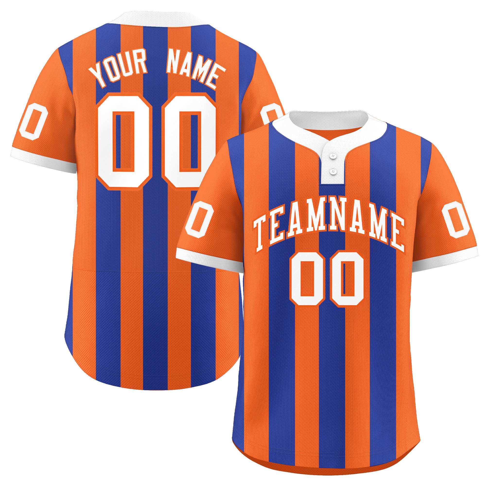 Custom Orange Royal Stripe Fashion Authentic Two-Button Baseball Jersey| KXKSHOP