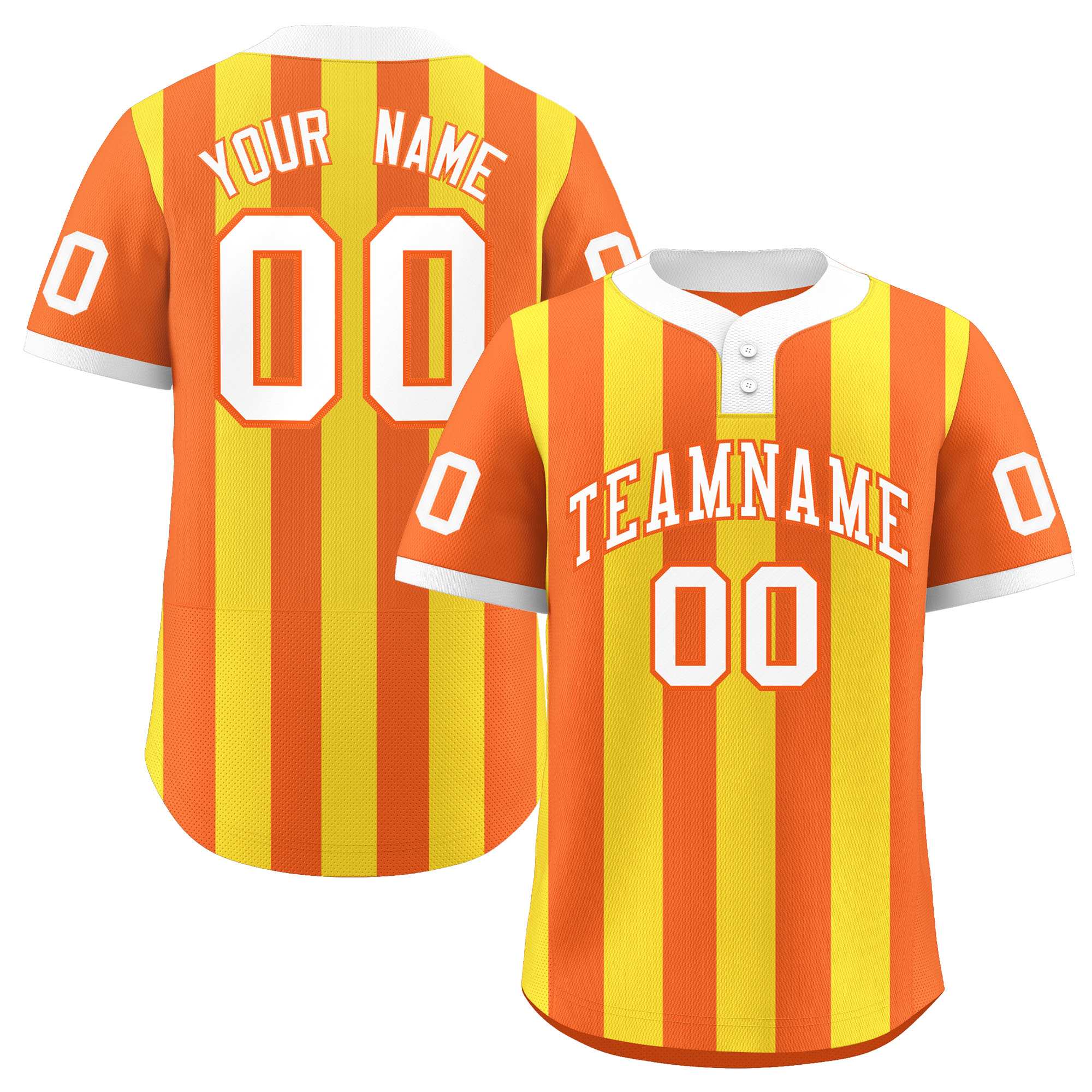 Custom Orange Gold Stripe Fashion Authentic Two-Button Baseball Jersey| KXKSHOP