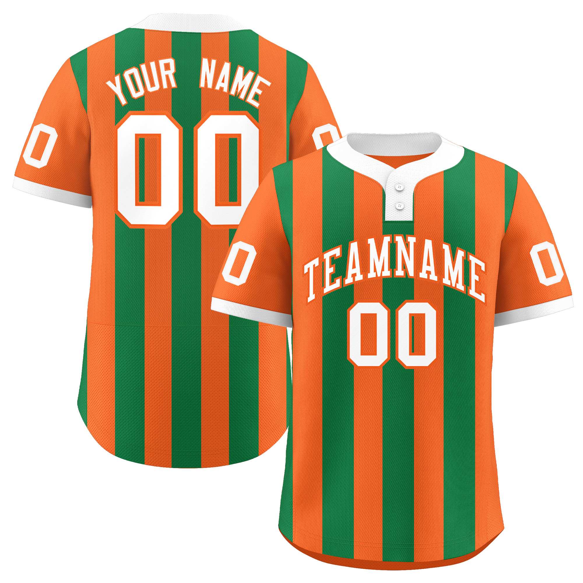 Custom Orange Kelly Green Stripe Fashion Authentic Two-Button Baseball Jersey| KXKSHOP