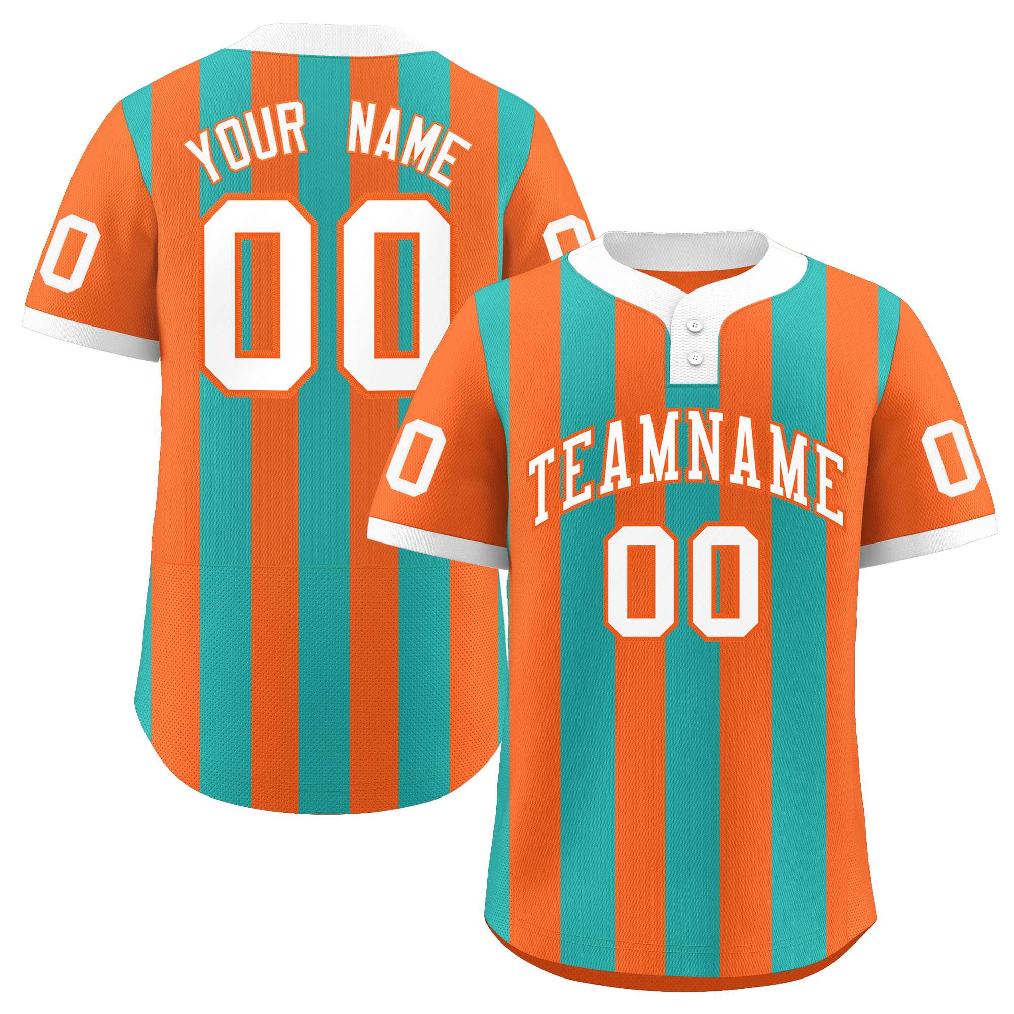 Custom Orange Aqua Stripe Fashion Authentic Two-Button Baseball Jersey| KXKSHOP