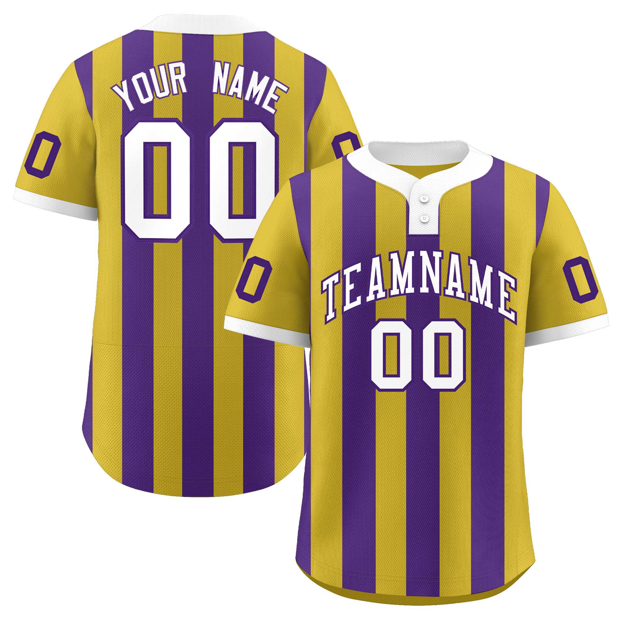 Custom Old Gold Purple Stripe Fashion Authentic Two-Button Baseball Jersey| KXKSHOP