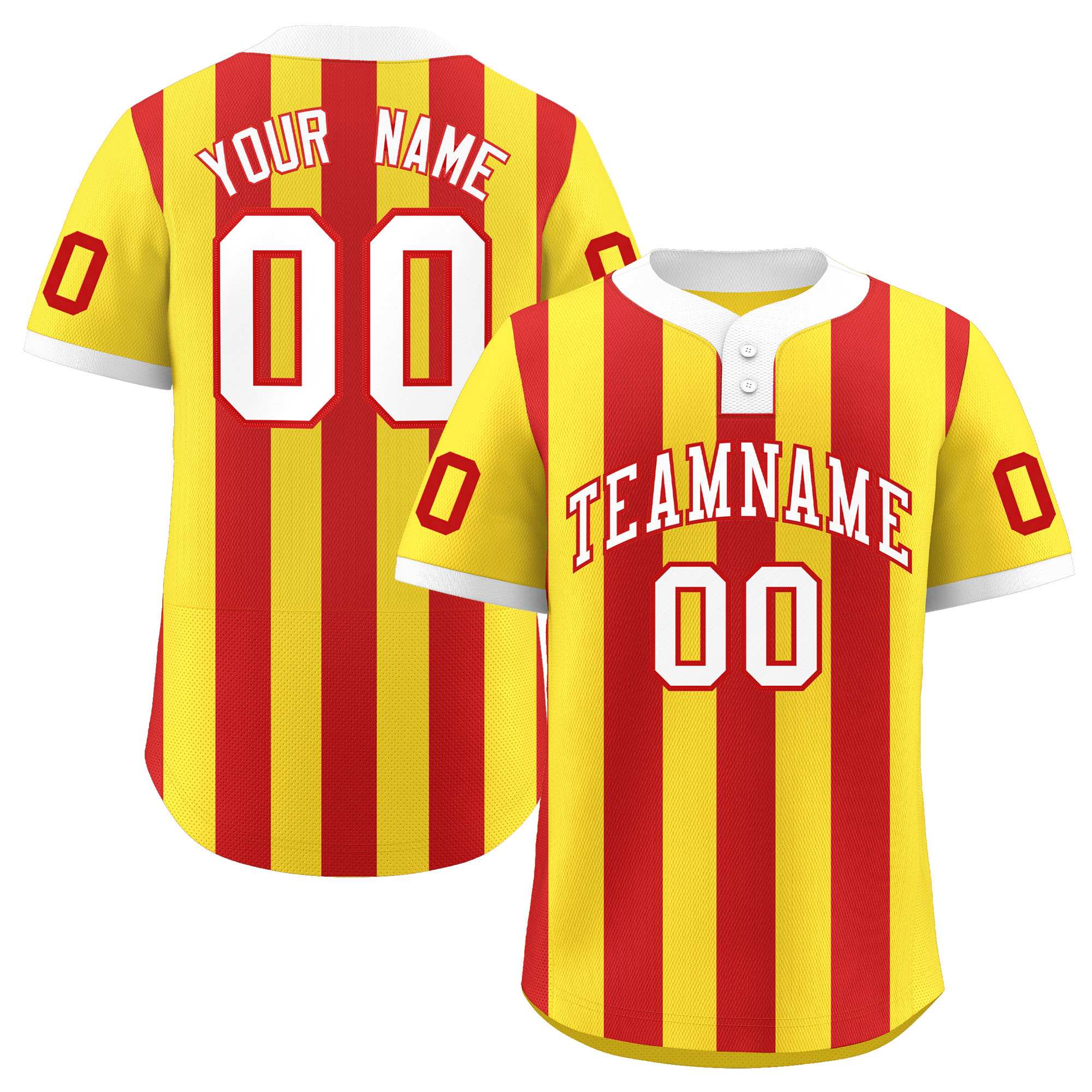 Custom Gold Red Stripe Fashion Authentic Two-Button Baseball Jersey| KXKSHOP
