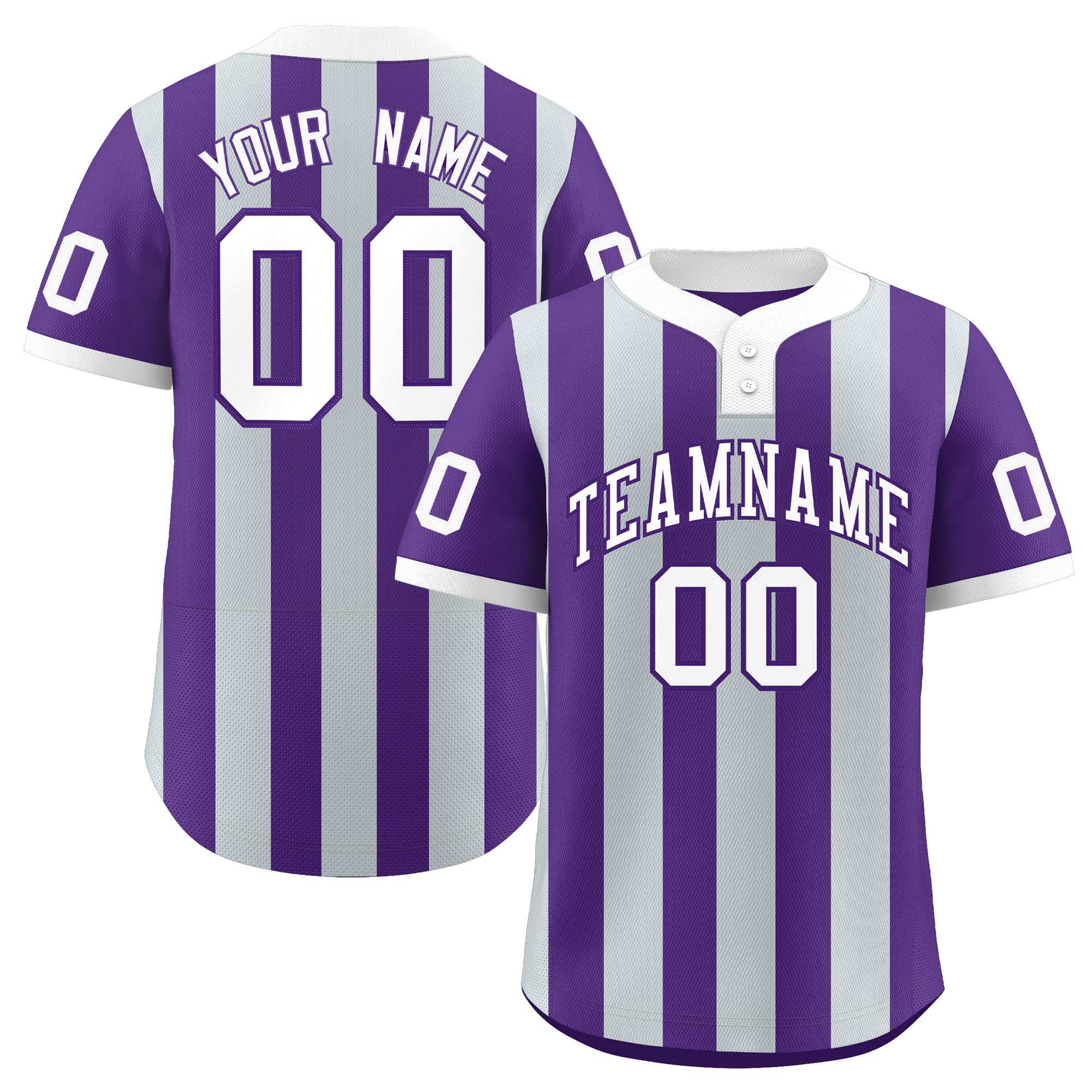 Custom Purple Silver Stripe Fashion Authentic Two-Button Baseball Jersey| KXKSHOP
