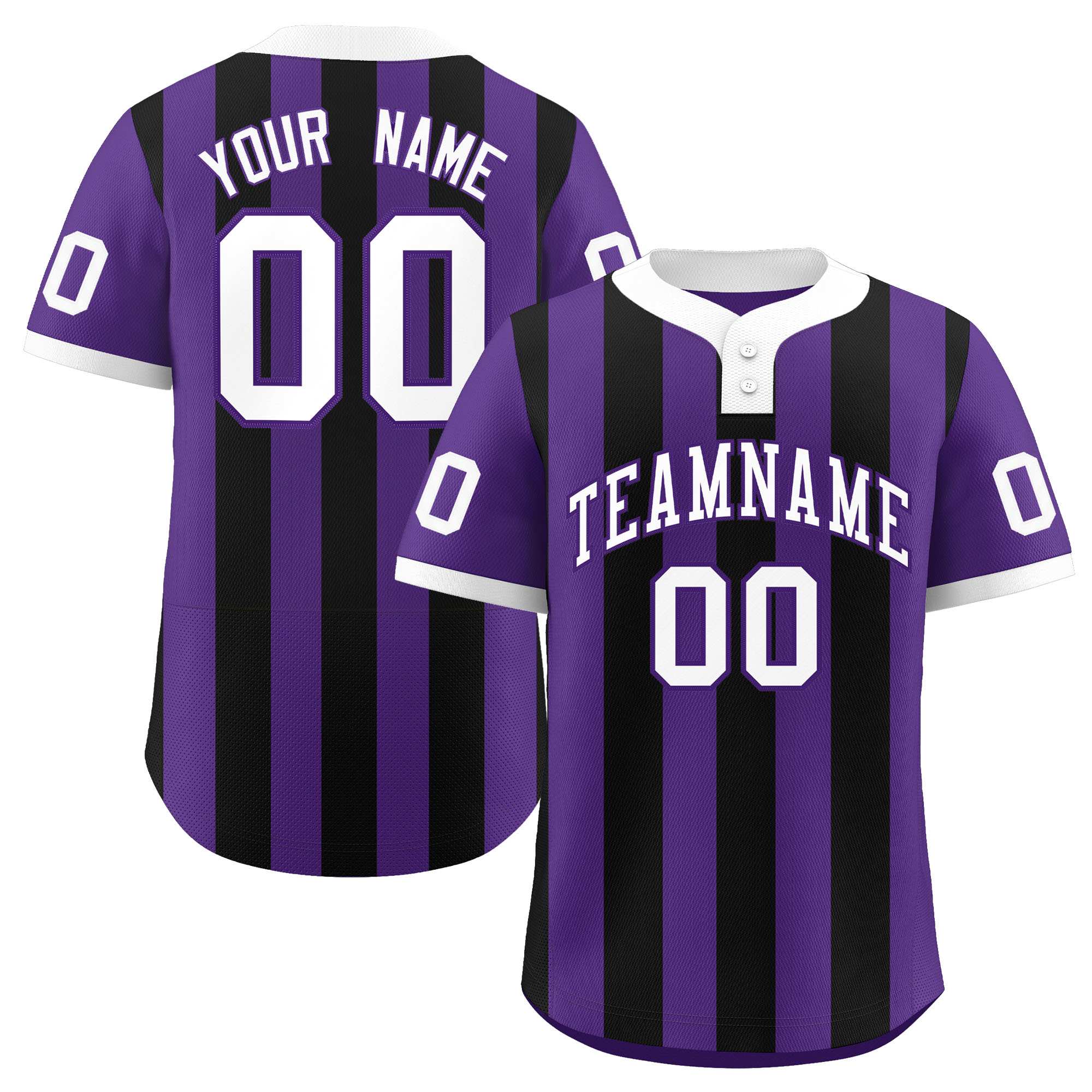 Custom Purple Black Stripe Fashion Authentic Two-Button Baseball Jersey| KXKSHOP