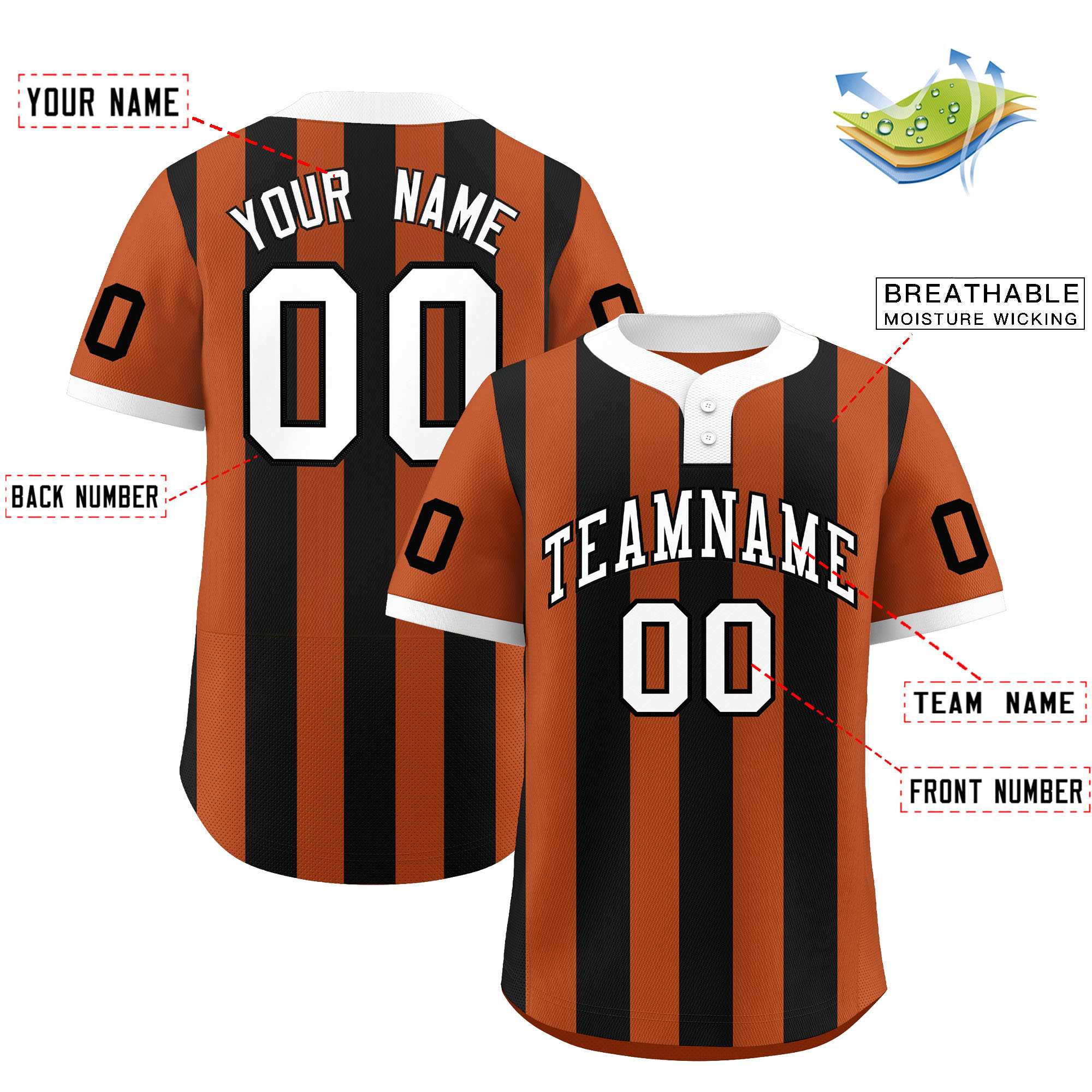 Custom Khaki Black Stripe Fashion Authentic Two-Button Baseball Jersey| KXKSHOP