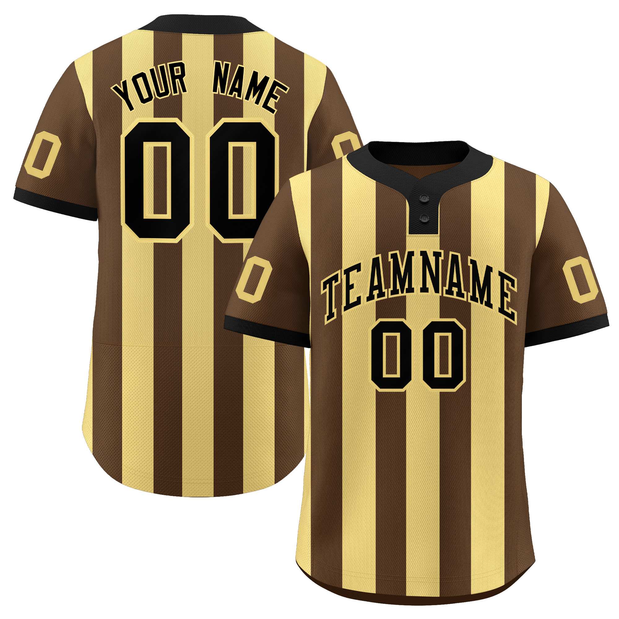 Custom Brown Khaki Stripe Fashion Authentic Two-Button Baseball Jersey| KXKSHOP