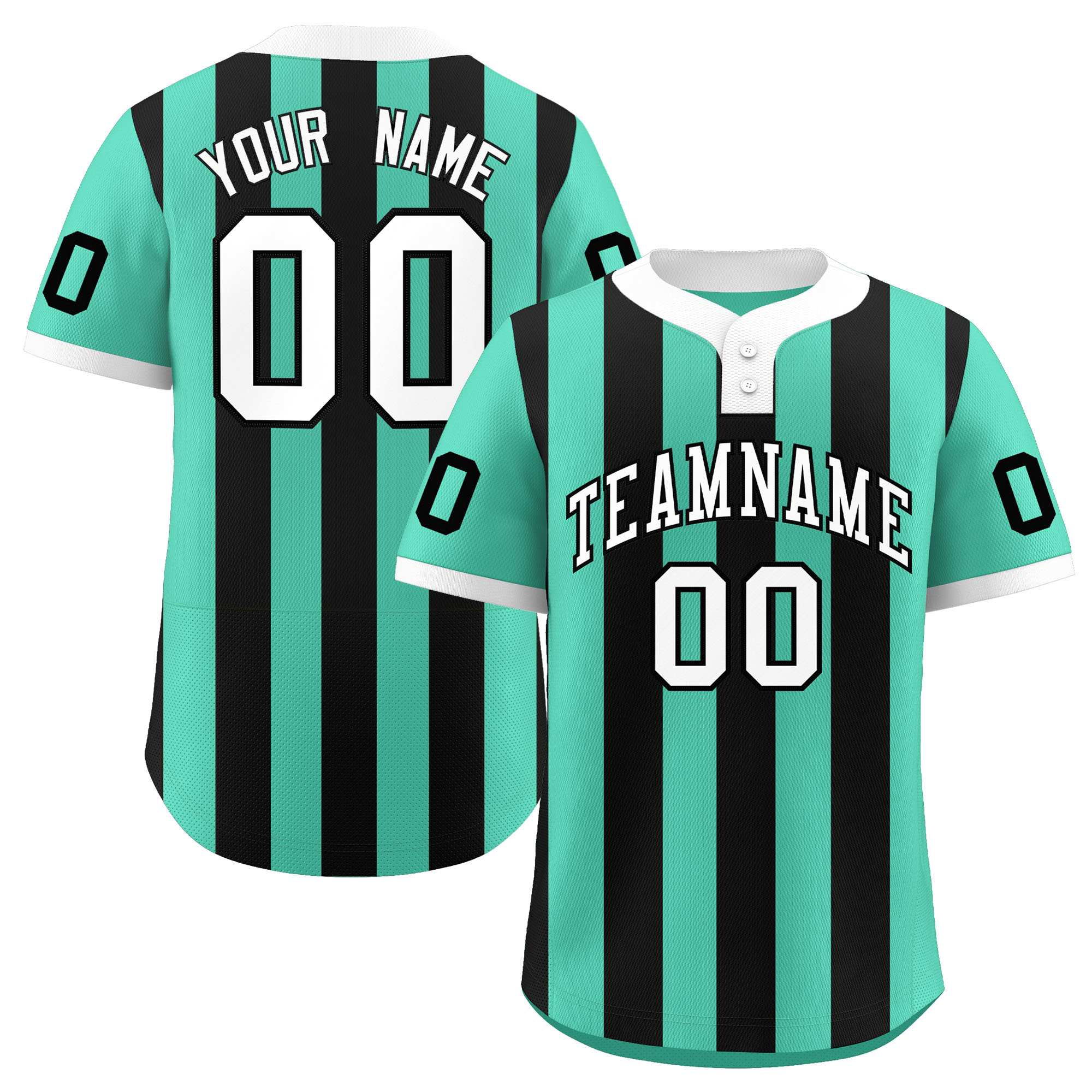 Custom Bright Green Black Stripe Fashion Authentic Two-Button Baseball Jersey| KXKSHOP