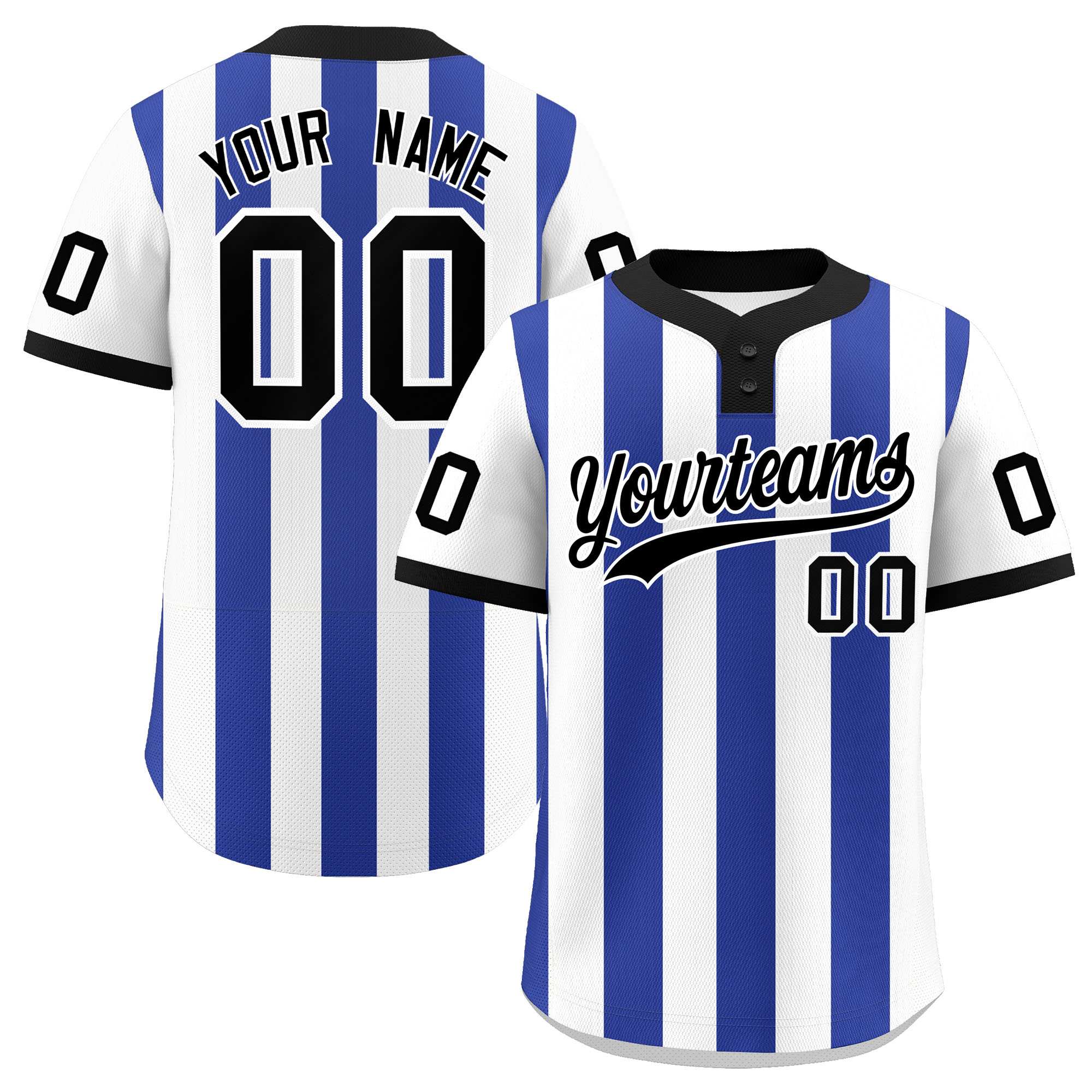 Custom White Royal Stripe Fashion Authentic Two-Button Baseball Jersey| KXKSHOP