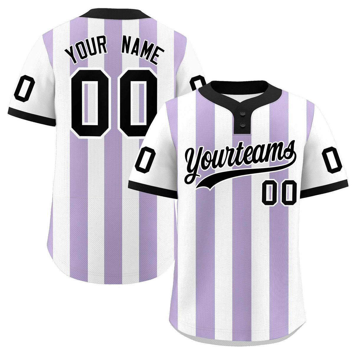 Custom White Light Purple Stripe Fashion Authentic Two-Button Softball Jersey