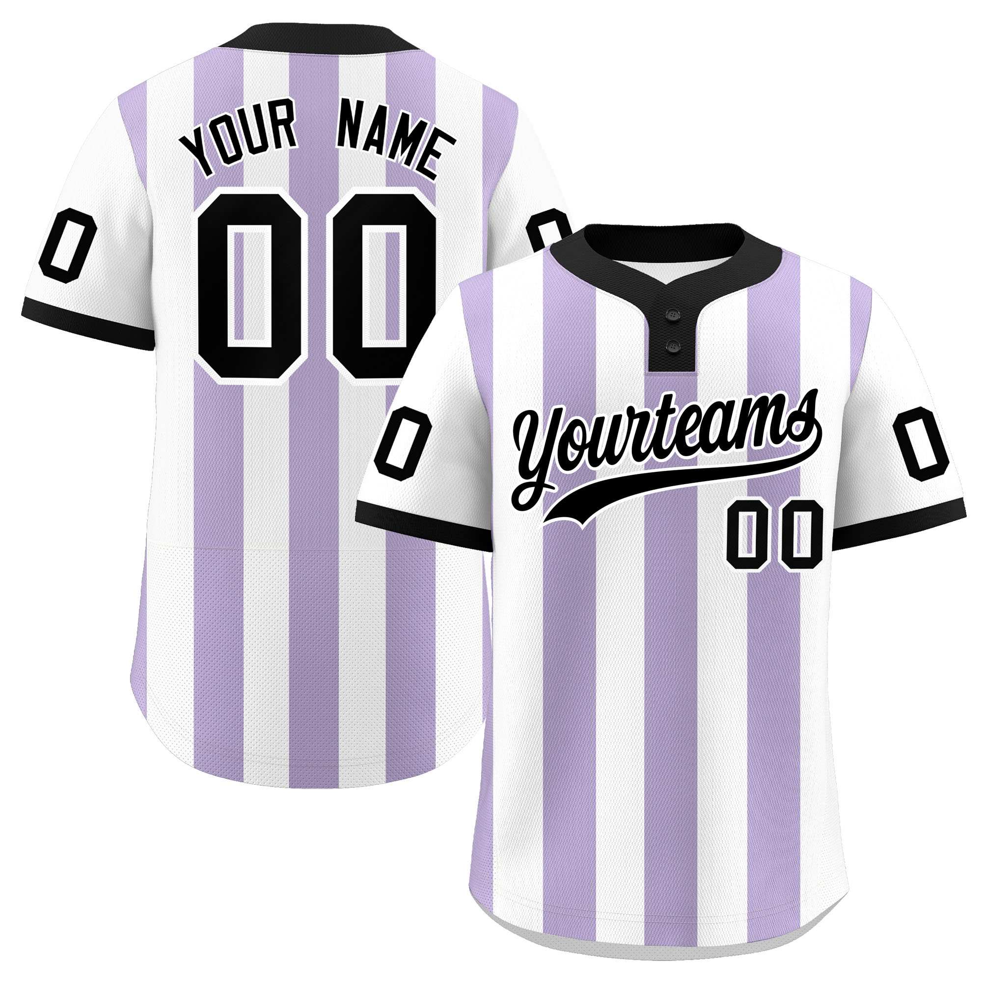Custom White Light Purple Stripe Fashion Authentic Two-Button Baseball Jersey| KXKSHOP