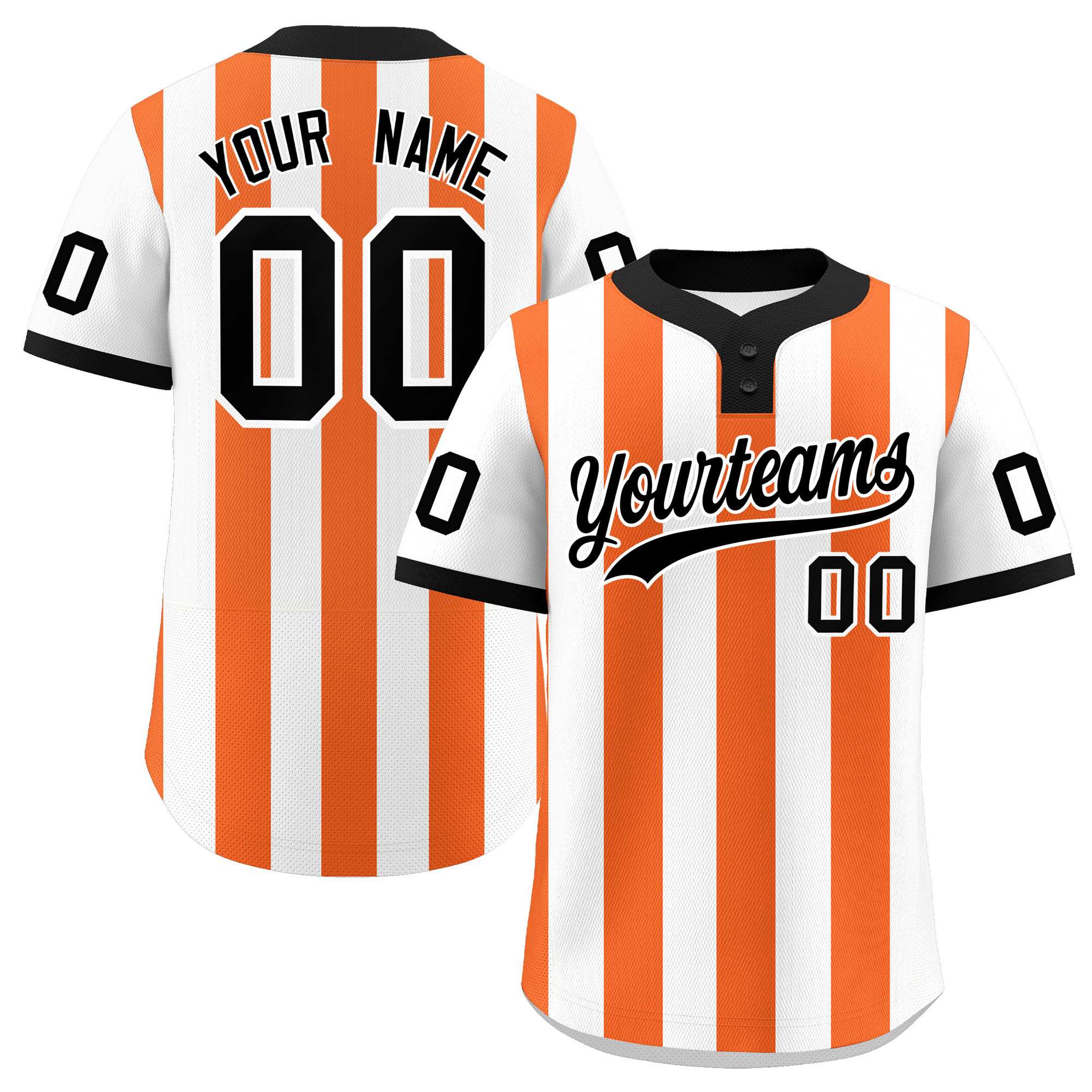 Custom White Orange Stripe Fashion Authentic Two-Button Baseball Jersey| KXKSHOP