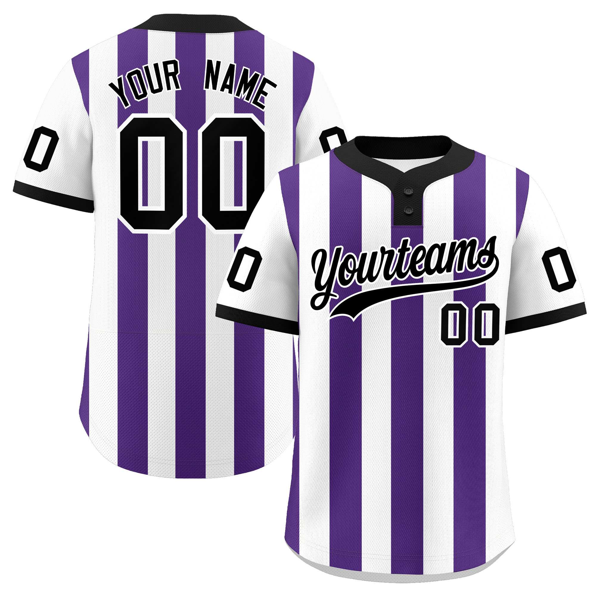 Custom White Purple Stripe Fashion Authentic Two-Button Baseball Jersey| KXKSHOP