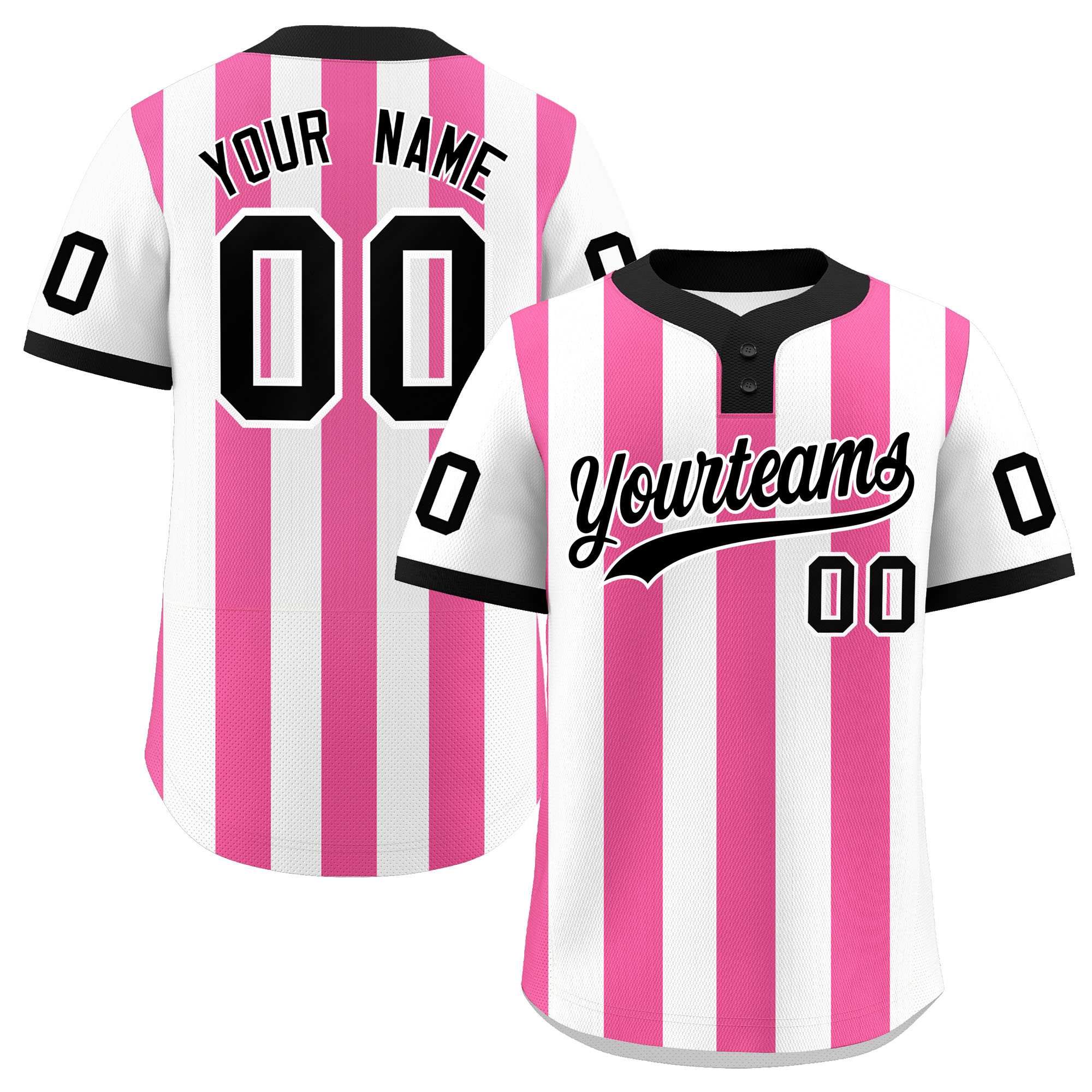 Custom White Pink Stripe Fashion Authentic Two-Button Baseball Jersey| KXKSHOP