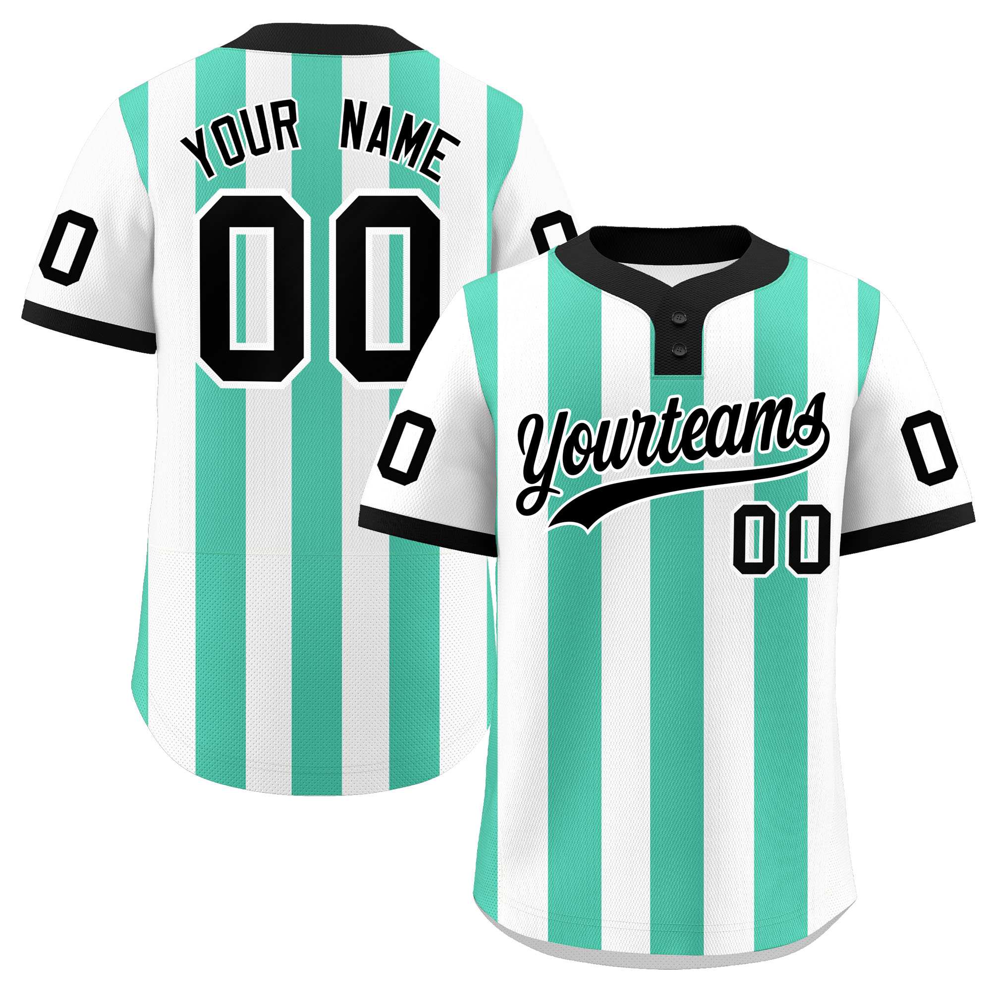 Custom White Bright Green Stripe Fashion Authentic Two-Button Baseball Jersey| KXKSHOP
