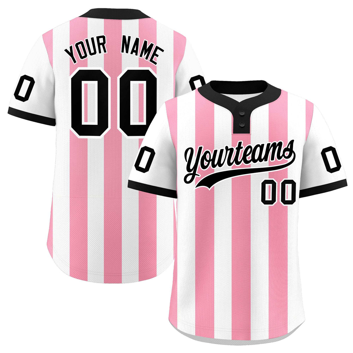 Custom White Light Pink Stripe Fashion Authentic Two-Button Softball Jersey