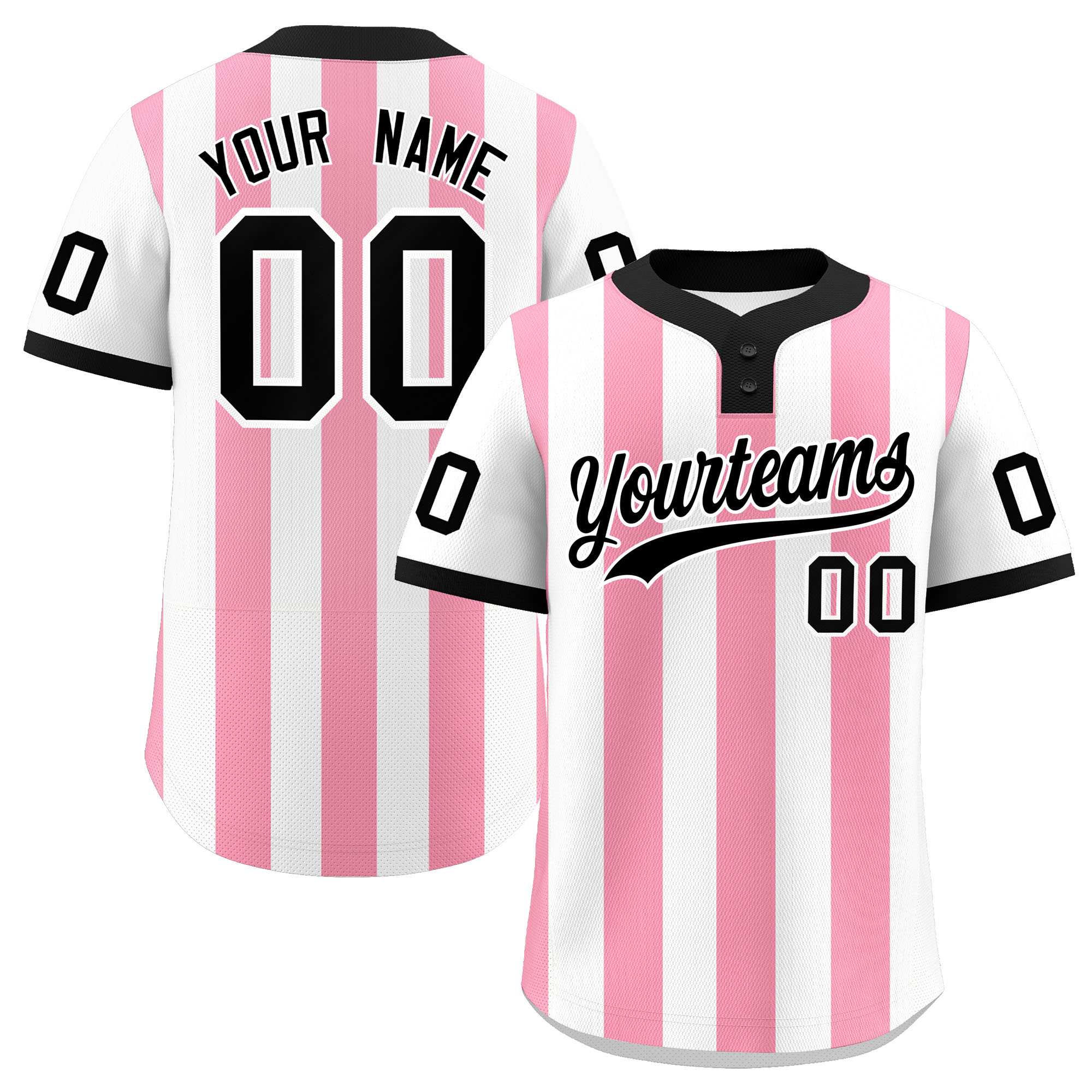 Custom White Light Pink Stripe Fashion Authentic Two-Button Baseball Jersey| KXKSHOP
