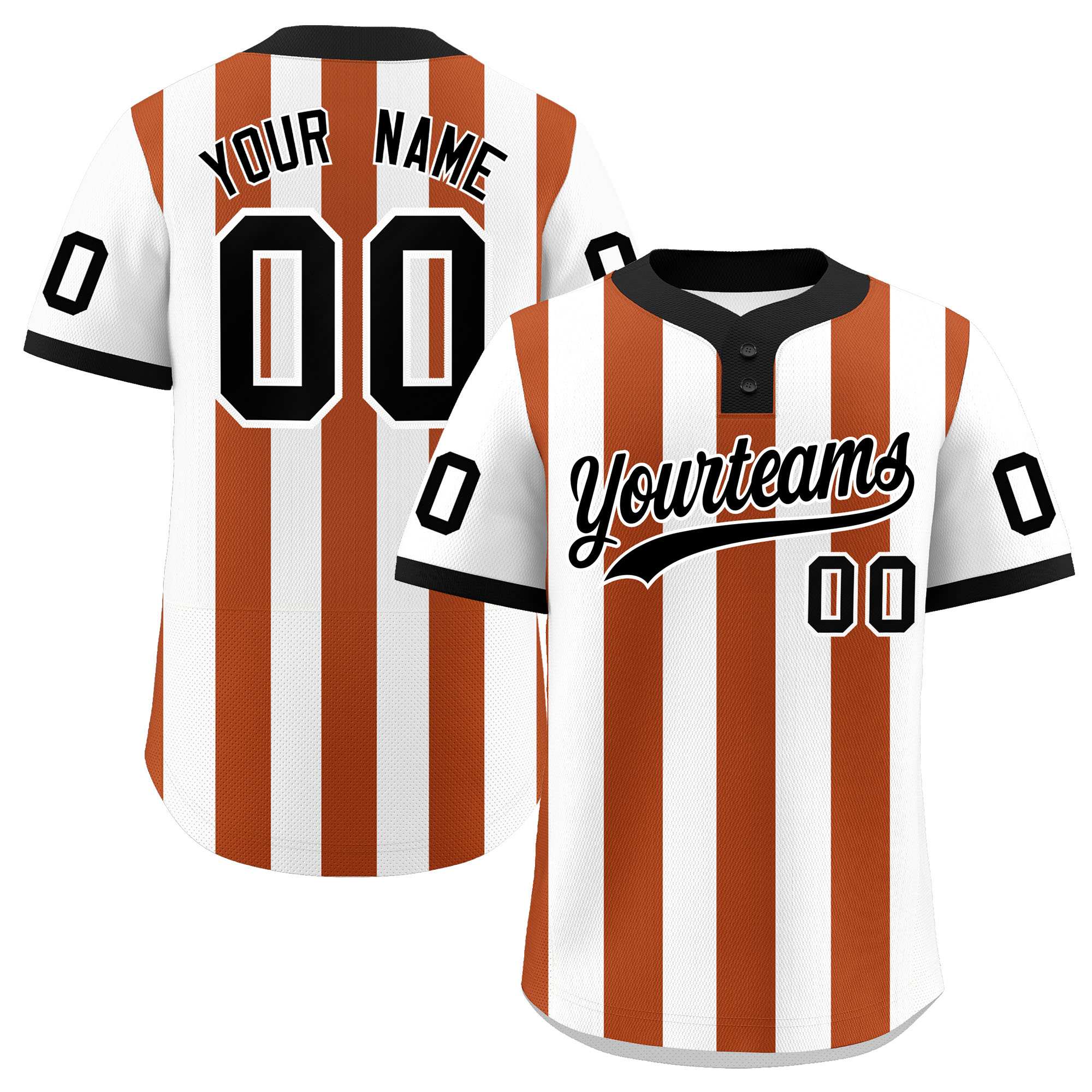Custom White Texas Orange Stripe Fashion Authentic Two-Button Baseball Jersey| KXKSHOP