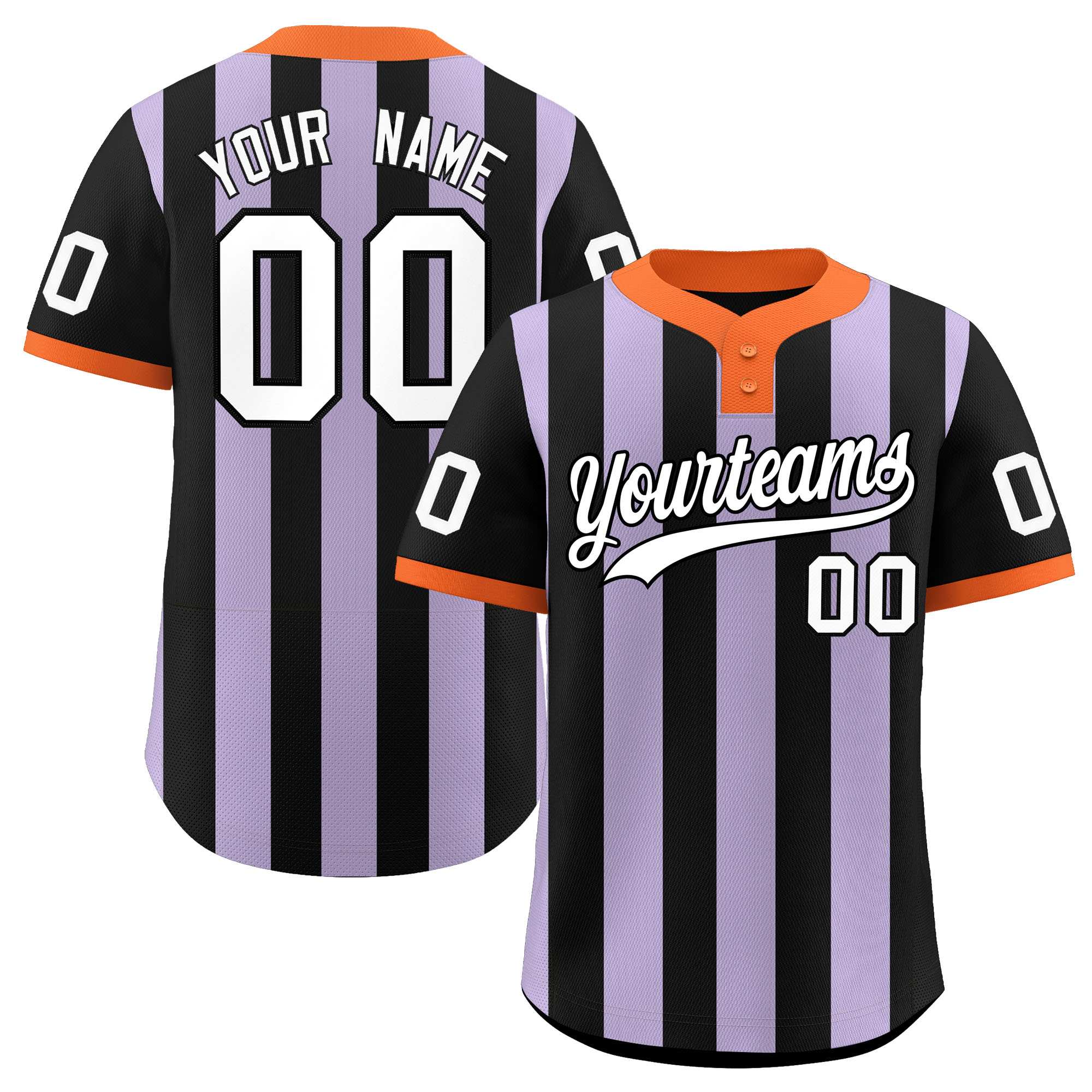 Custom Black Light Purple Stripe Fashion Authentic Two-Button Baseball Jersey| KXKSHOP