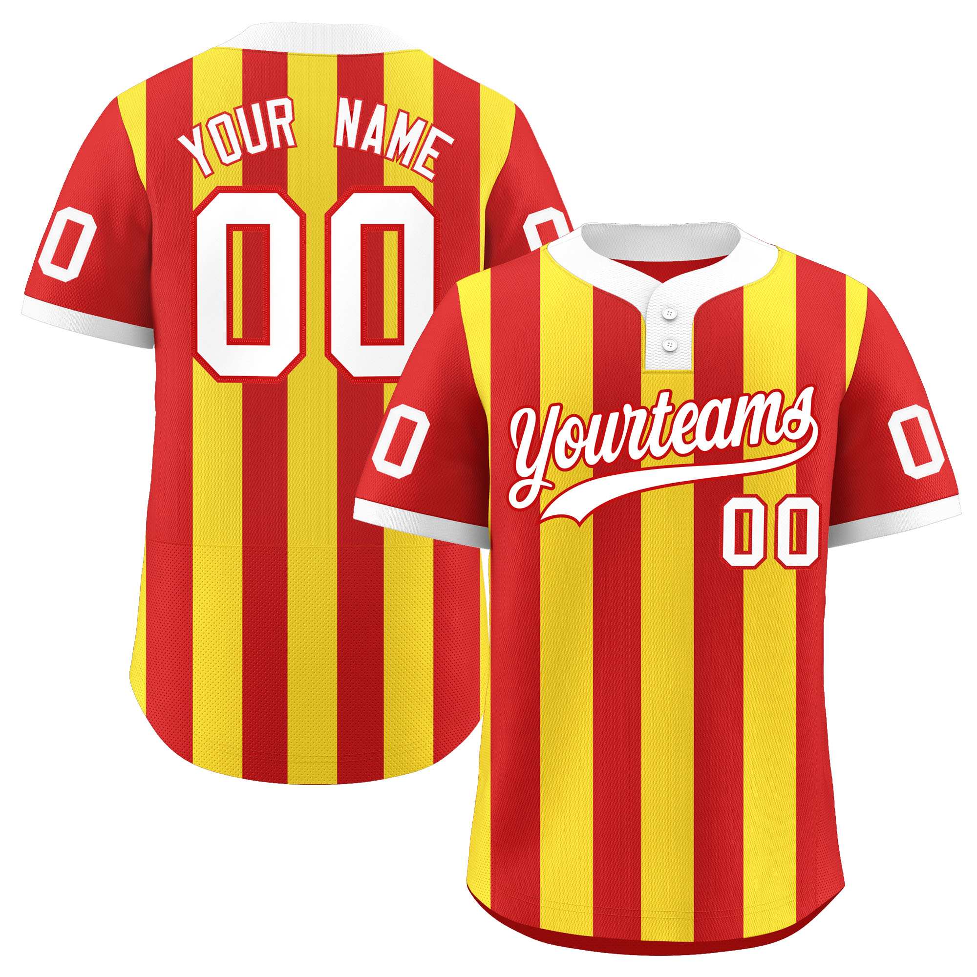 Custom Red Gold Stripe Fashion Authentic Two-Button Baseball Jersey| KXKSHOP
