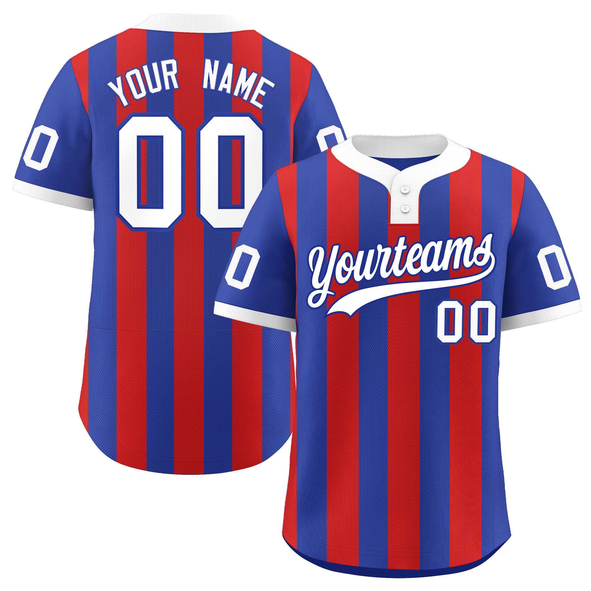 Custom Royal Red Stripe Fashion Authentic Two-Button Baseball Jersey| KXKSHOP