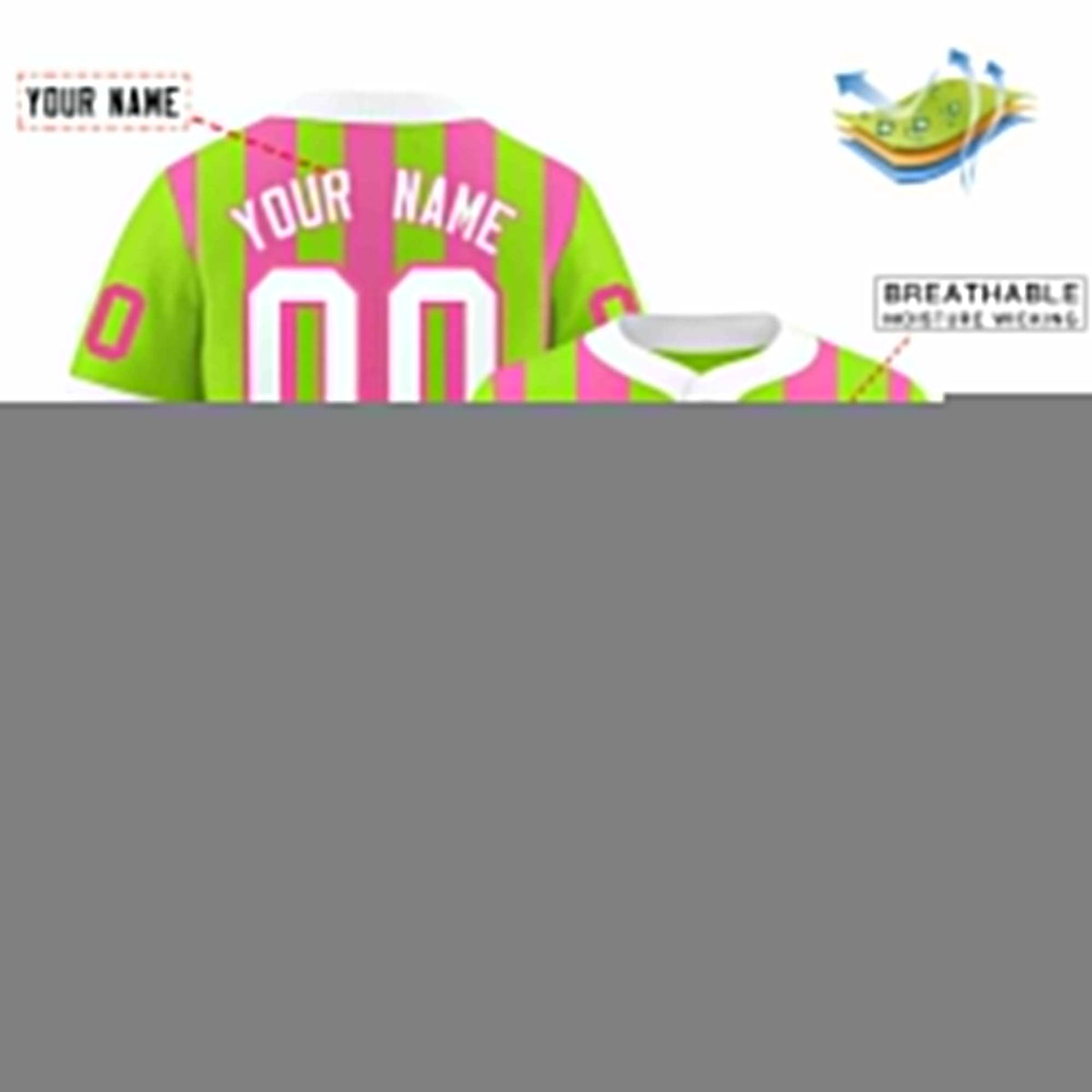 Custom Neon Green Pink Stripe Fashion Authentic Two-Button Softball Jersey
