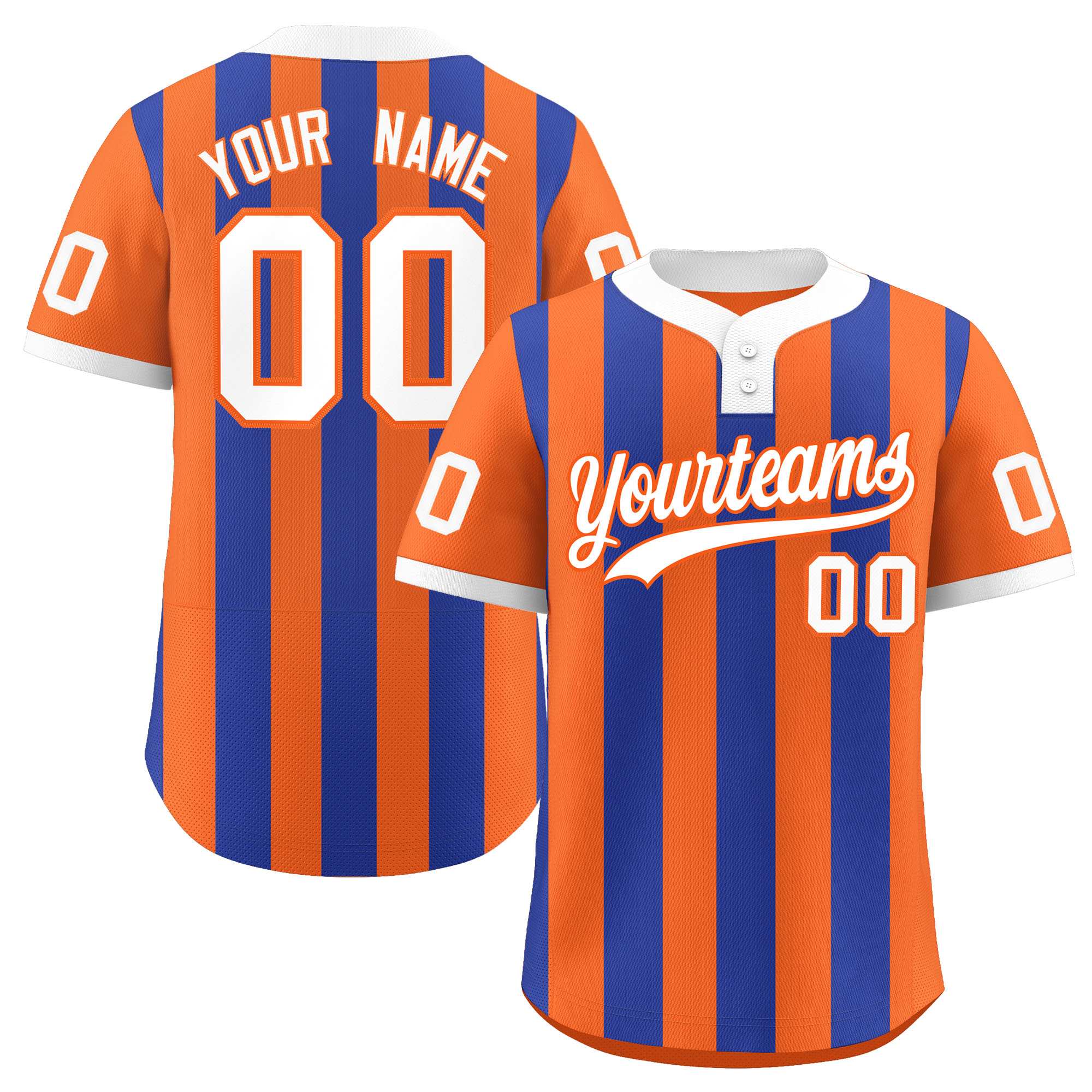 Custom Orange Royal Stripe Fashion Authentic Two-Button Softball Jersey