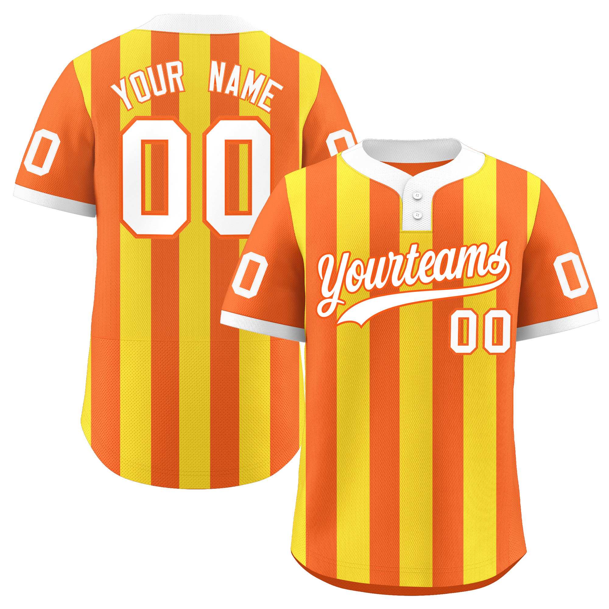 Custom Orange Gold Stripe Fashion Authentic Two-Button Baseball Jersey| KXKSHOP