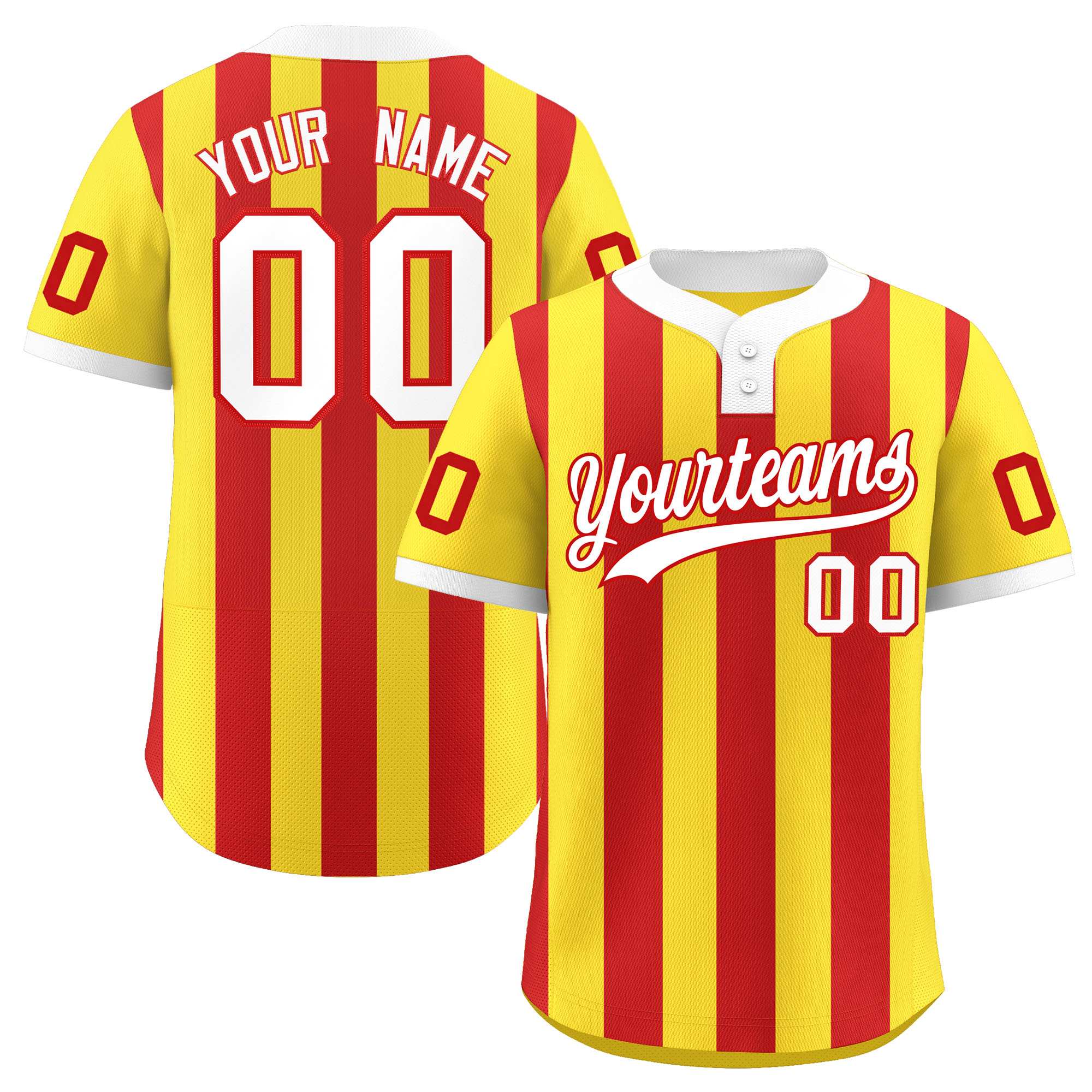 Custom Gold Red Stripe Fashion Authentic Two-Button Baseball Jersey| KXKSHOP