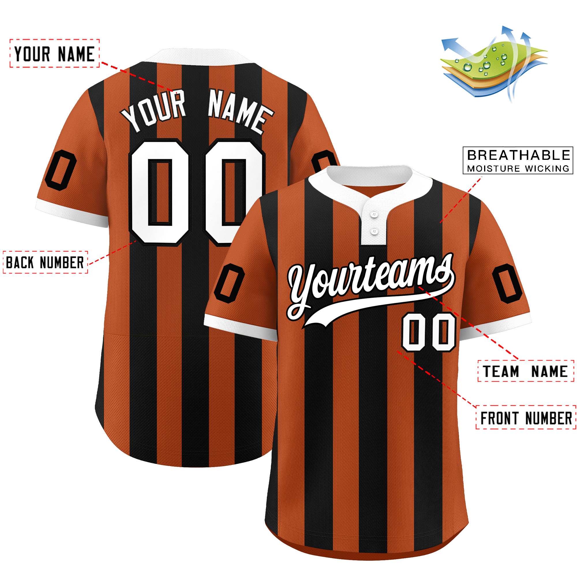 Custom Khaki Black Stripe Fashion Authentic Two-Button Baseball Jersey| KXKSHOP