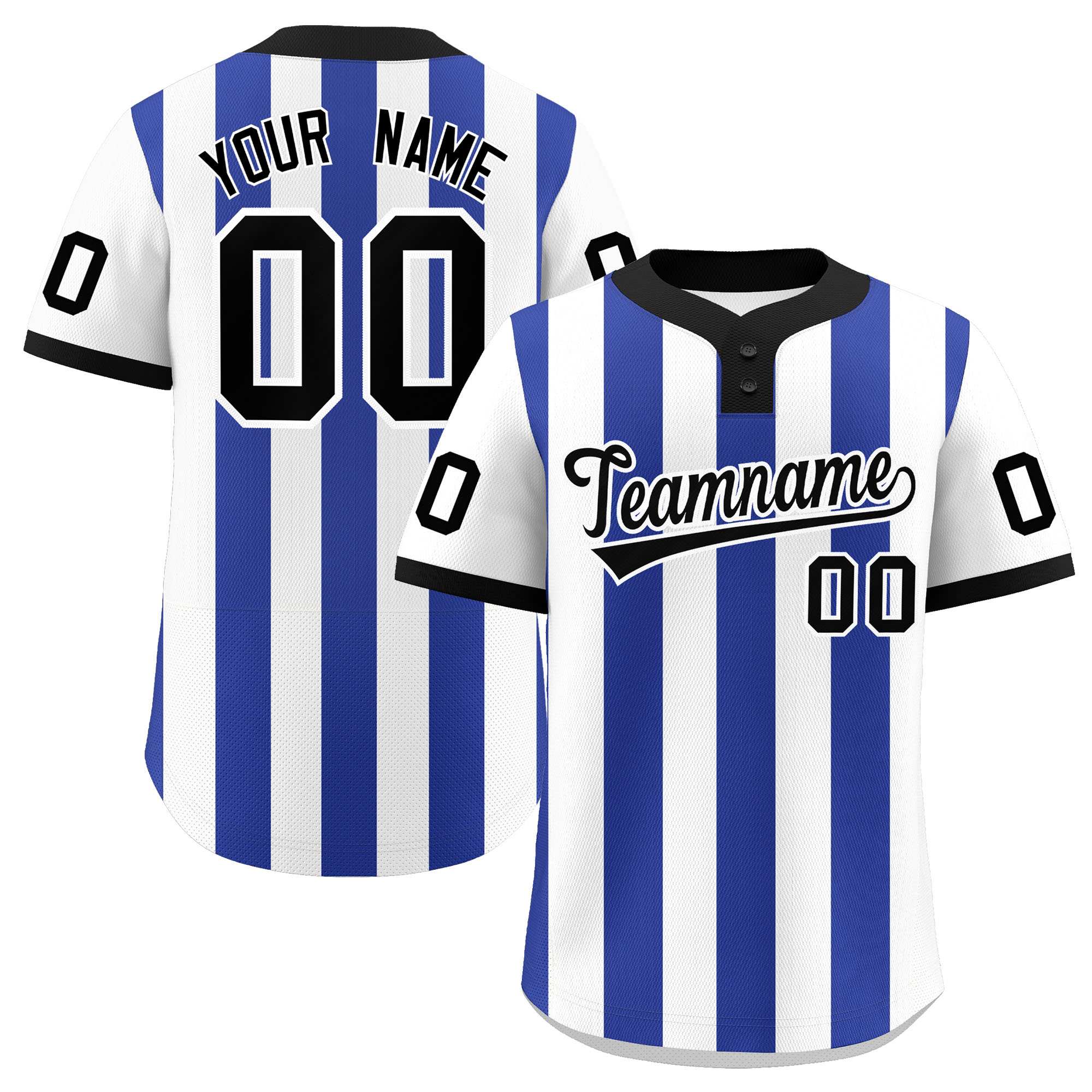 Custom White Royal Stripe Fashion Authentic Two-Button Baseball Jersey| KXKSHOP