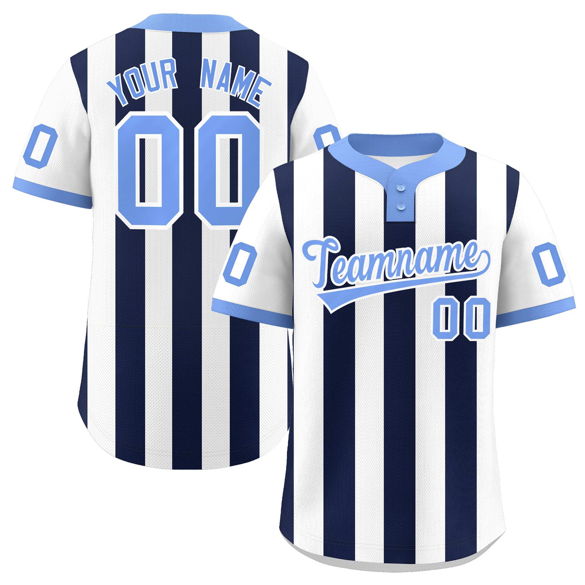 Custom White Navy Stripe Fashion Authentic Two-Button Baseball Jersey| KXKSHOP