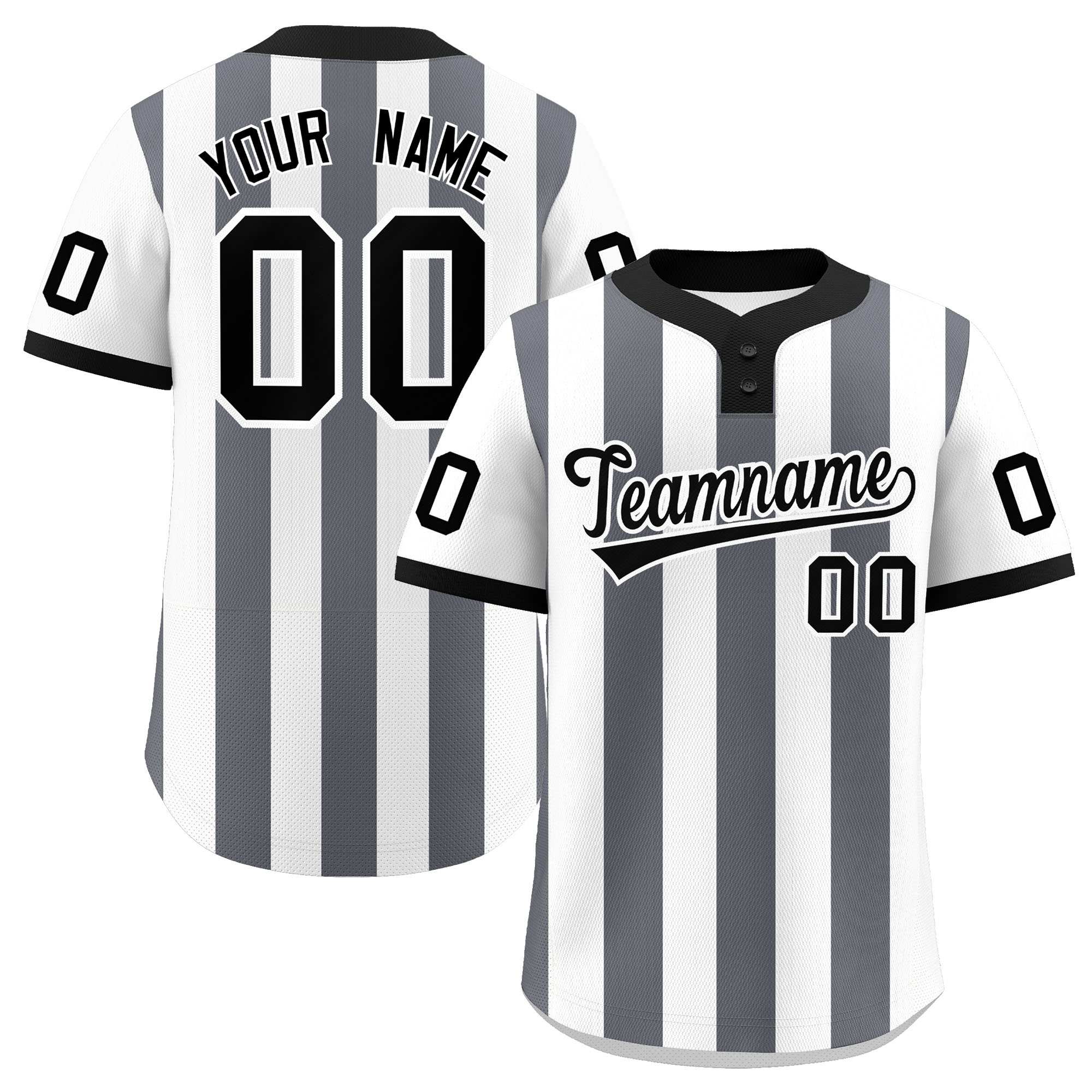 Custom White Dark Gray Stripe Fashion Authentic Two-Button Baseball Jersey| KXKSHOP