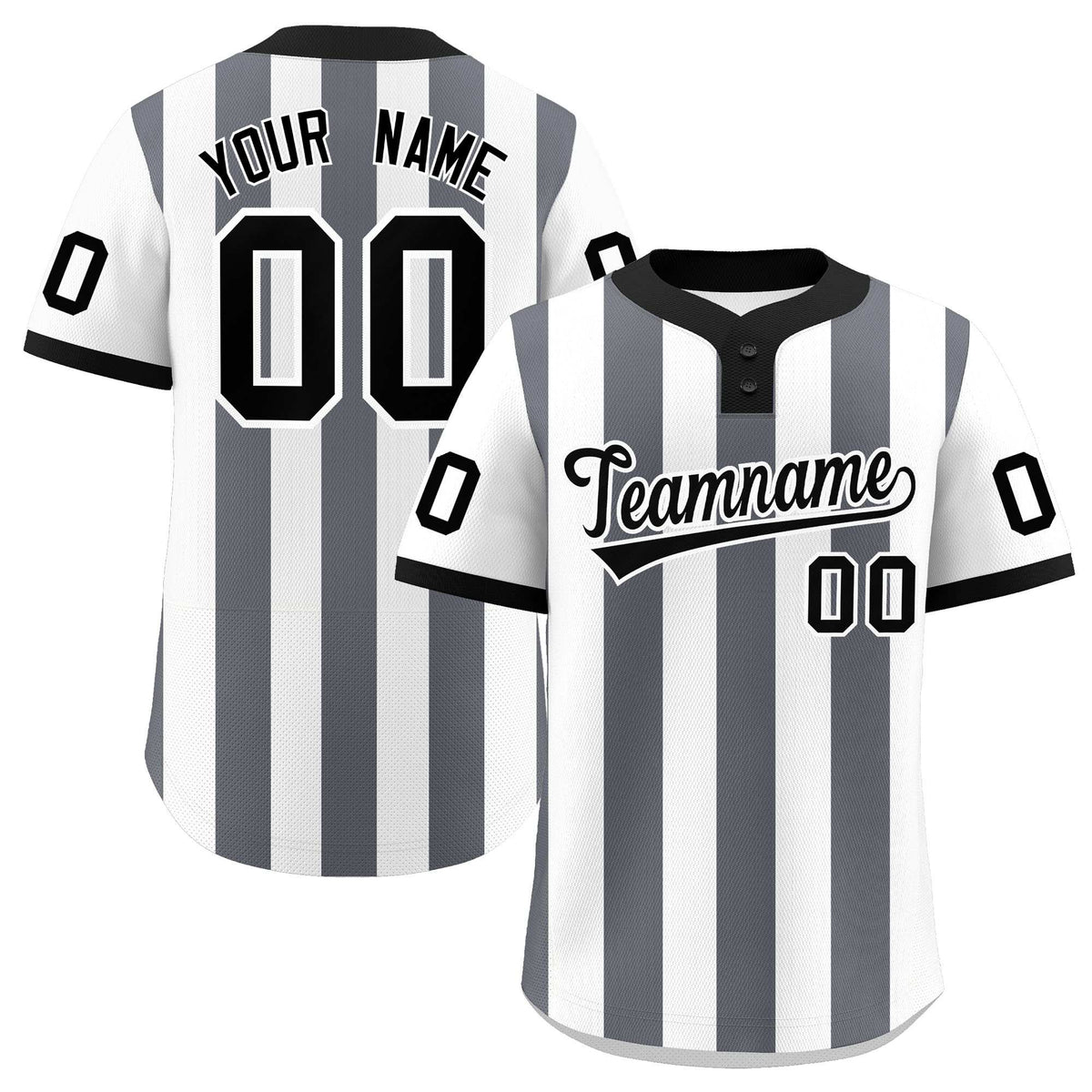 Custom White Dark Gray Stripe Fashion Authentic Two-Button Softball Jersey