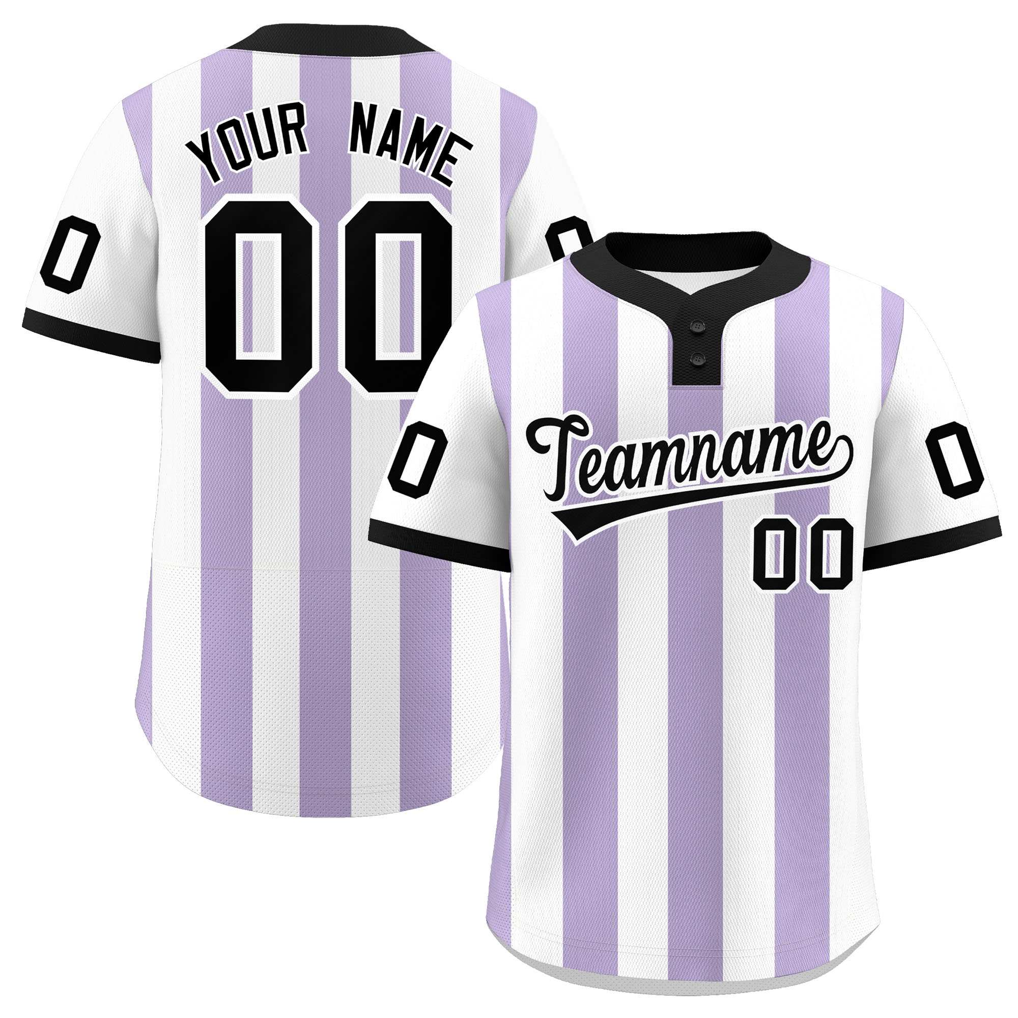 Custom White Light Purple Stripe Fashion Authentic Two-Button Baseball Jersey| KXKSHOP