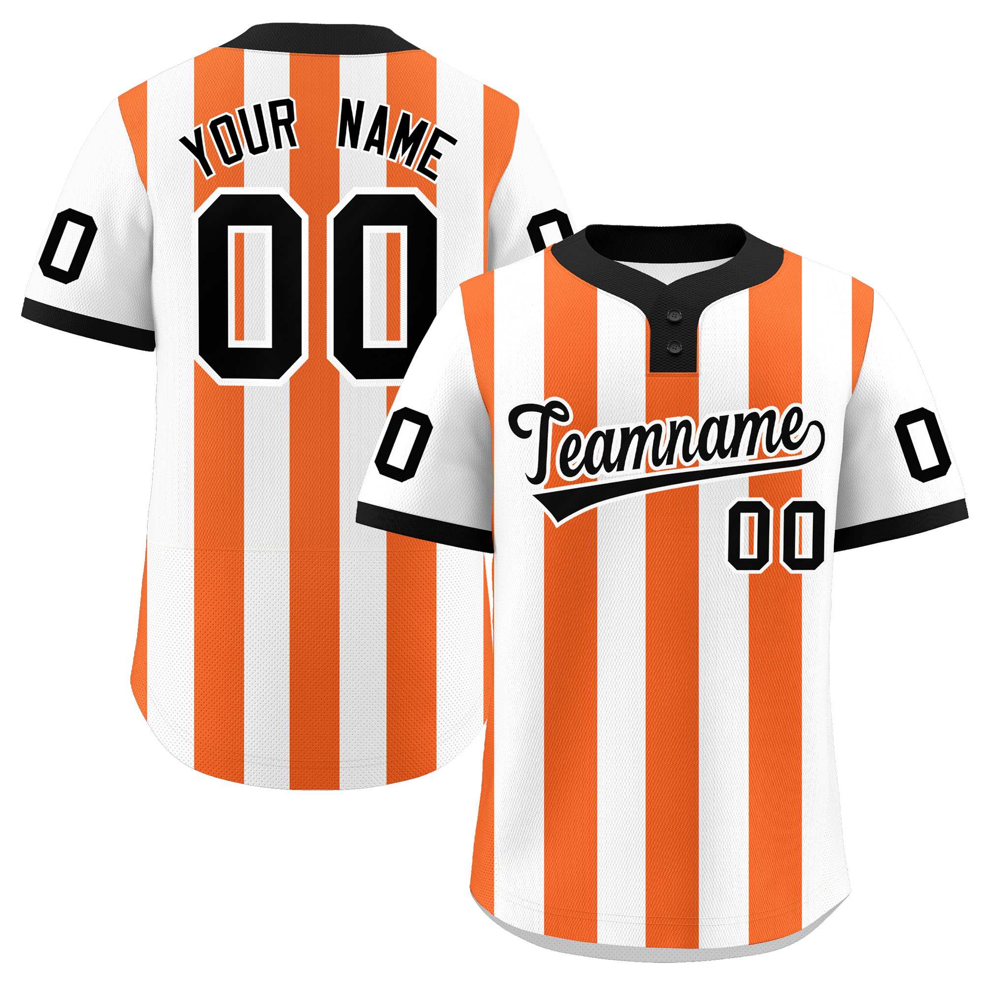Custom White Orange Stripe Fashion Authentic Two-Button Baseball Jersey| KXKSHOP