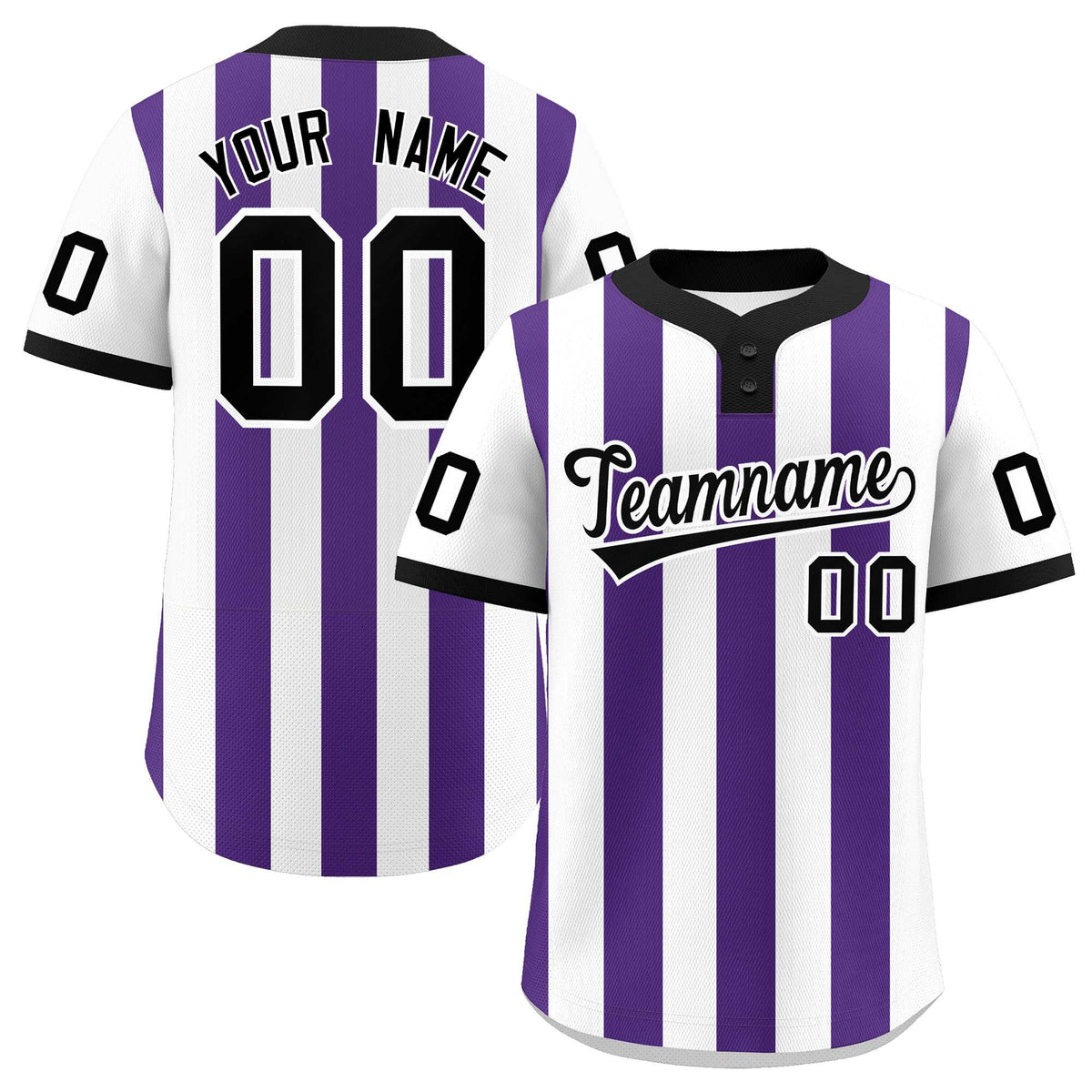 Custom White Purple Stripe Fashion Authentic Two-Button Softball Jersey