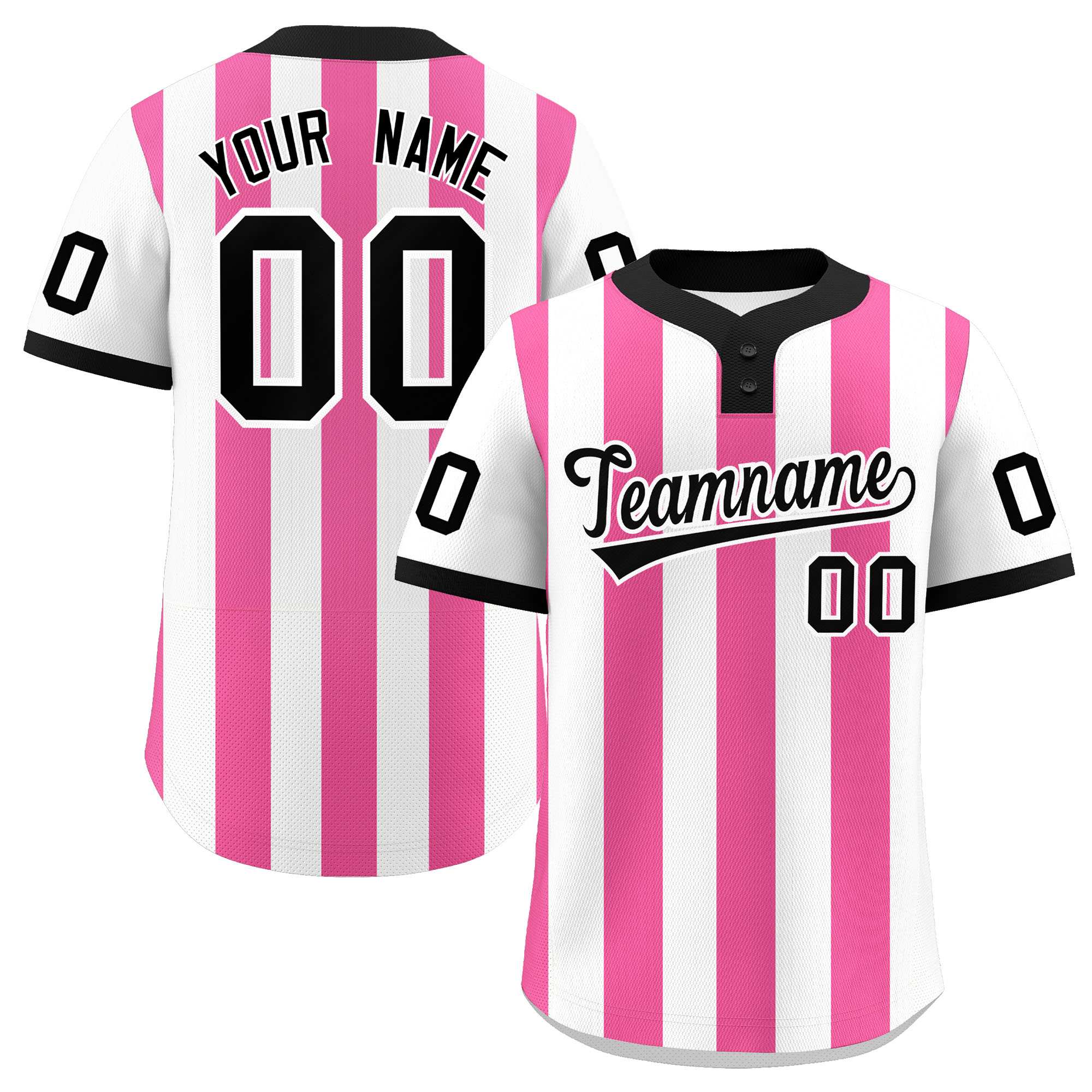 Custom White Pink Stripe Fashion Authentic Two-Button Baseball Jersey| KXKSHOP