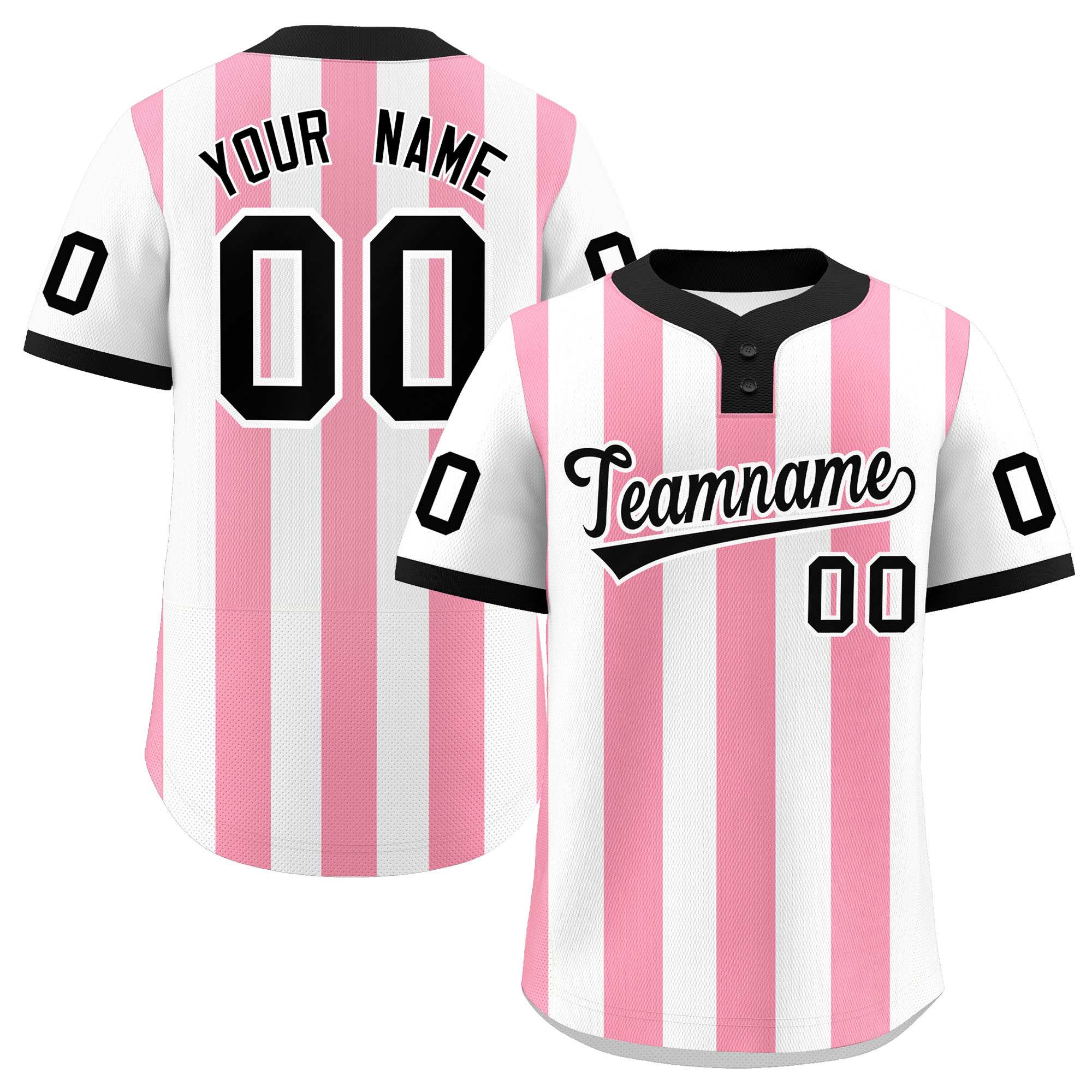 Custom White Light Pink Stripe Fashion Authentic Two-Button Softball Jersey