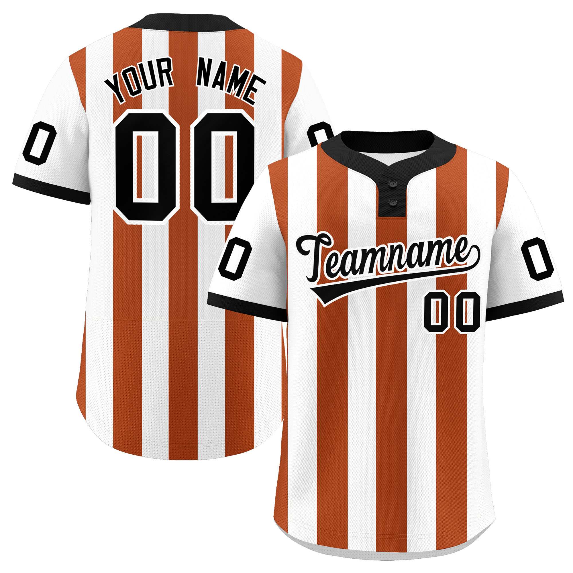 Custom White Texas Orange Stripe Fashion Authentic Two-Button Baseball Jersey| KXKSHOP