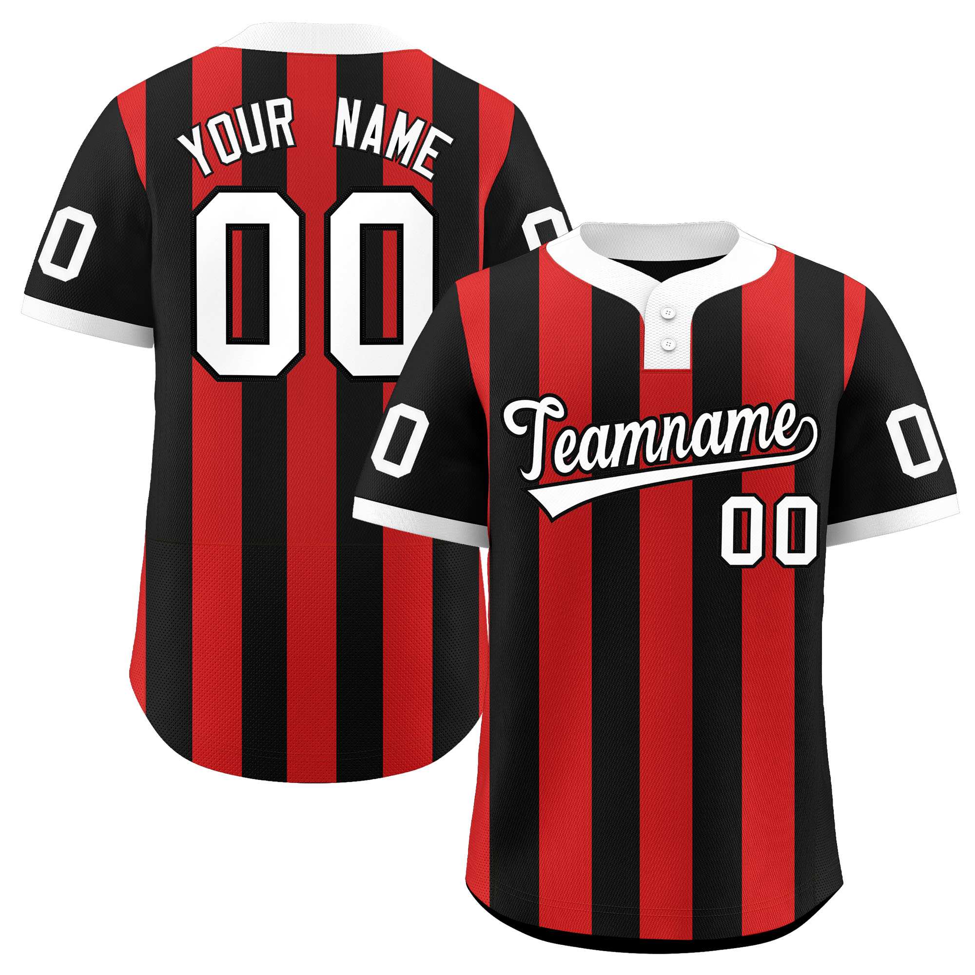 Custom Black Red Stripe Fashion Authentic Two-Button Baseball Jersey| KXKSHOP