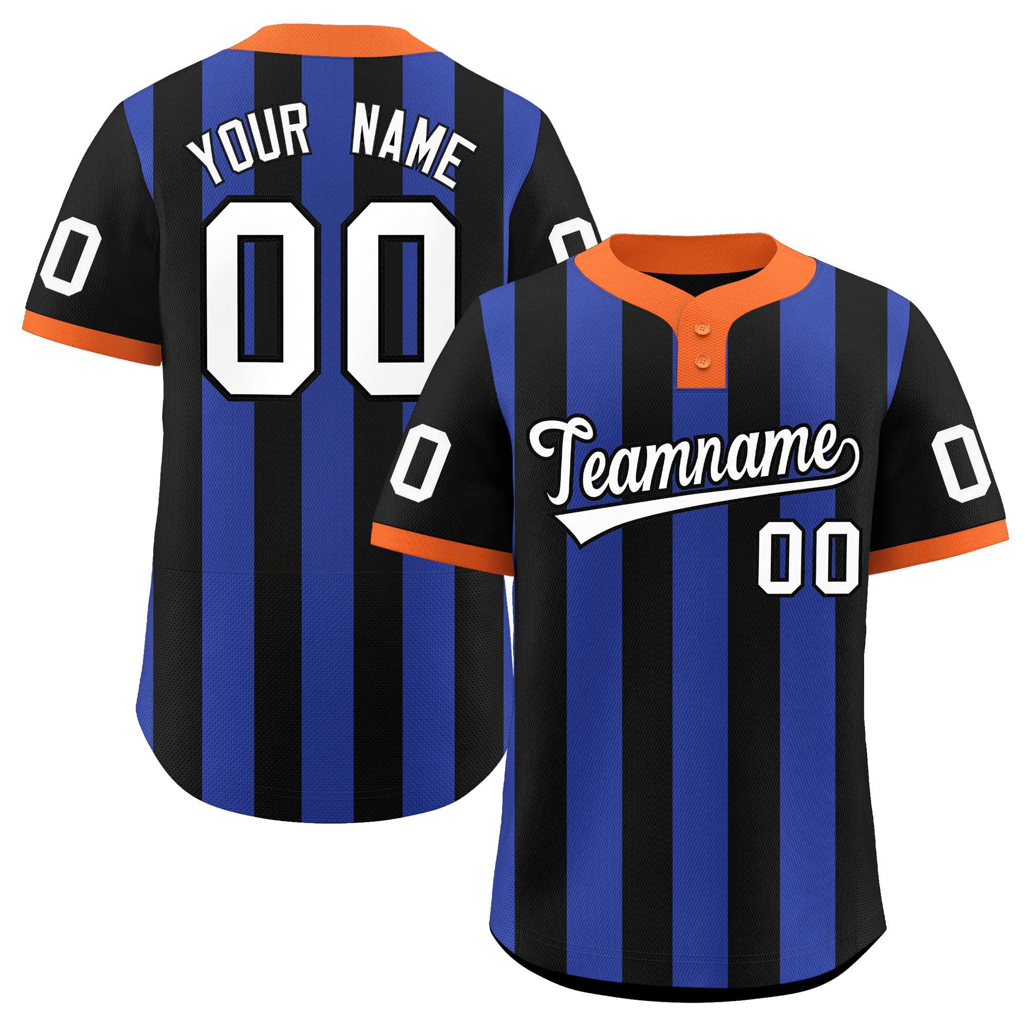 Custom Black Royal Stripe Fashion Authentic Two-Button Baseball Jersey| KXKSHOP