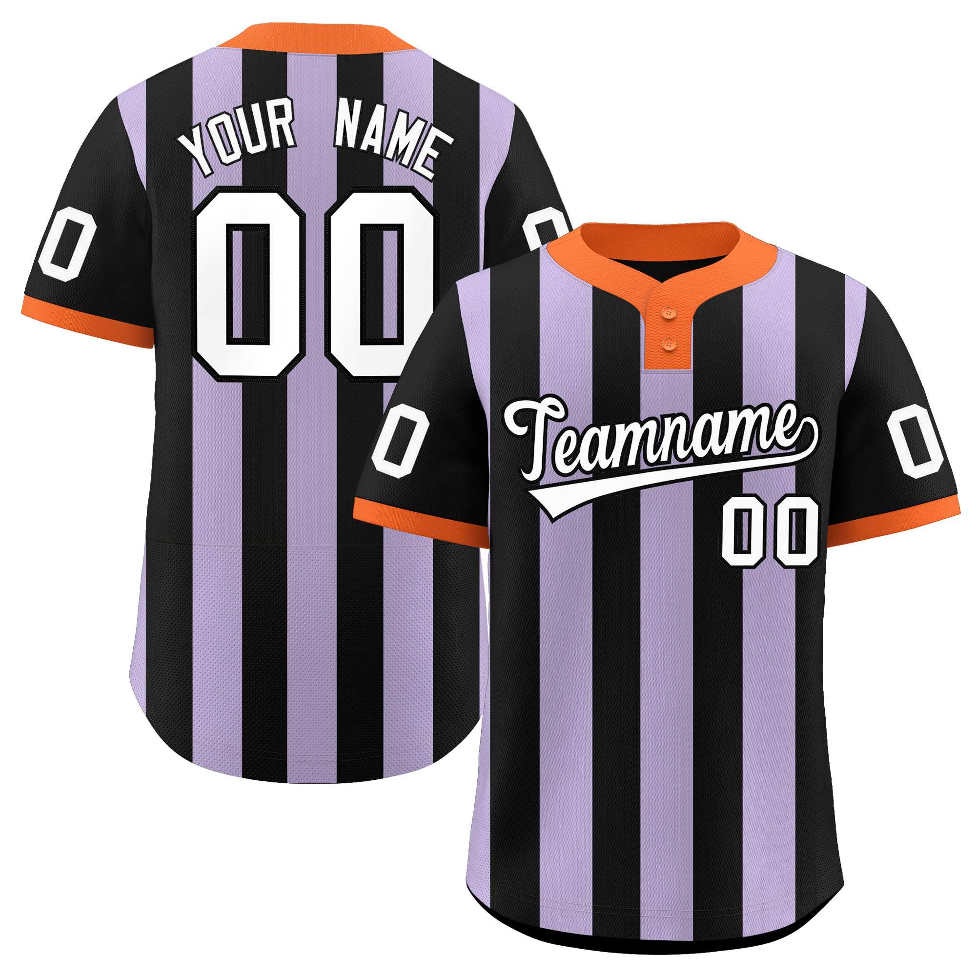 Custom Black Light Purple Stripe Fashion Authentic Two-Button Baseball Jersey| KXKSHOP