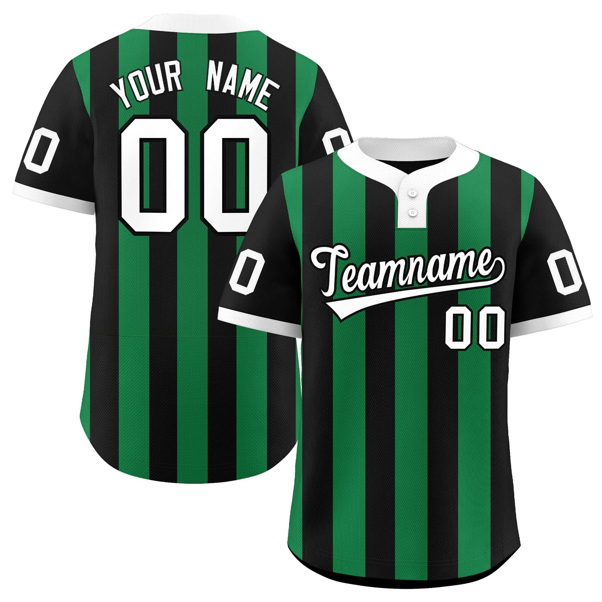 Custom Black Kelly Green Stripe Fashion Authentic Two-Button Baseball Jersey| KXKSHOP