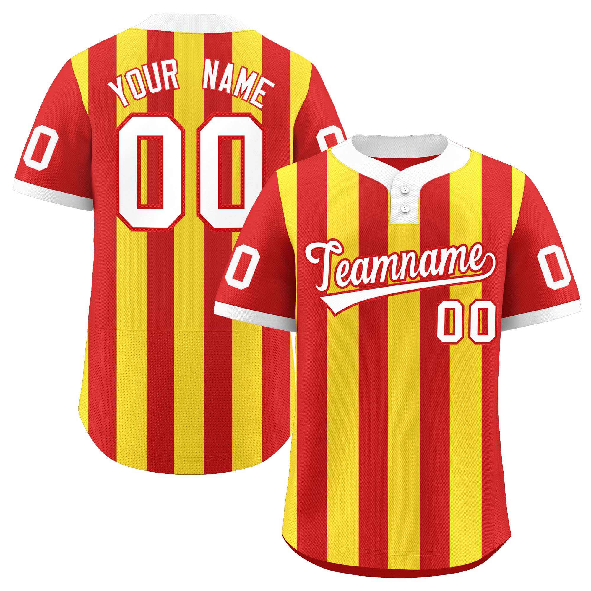 Custom Red Gold Stripe Fashion Authentic Two-Button Baseball Jersey| KXKSHOP