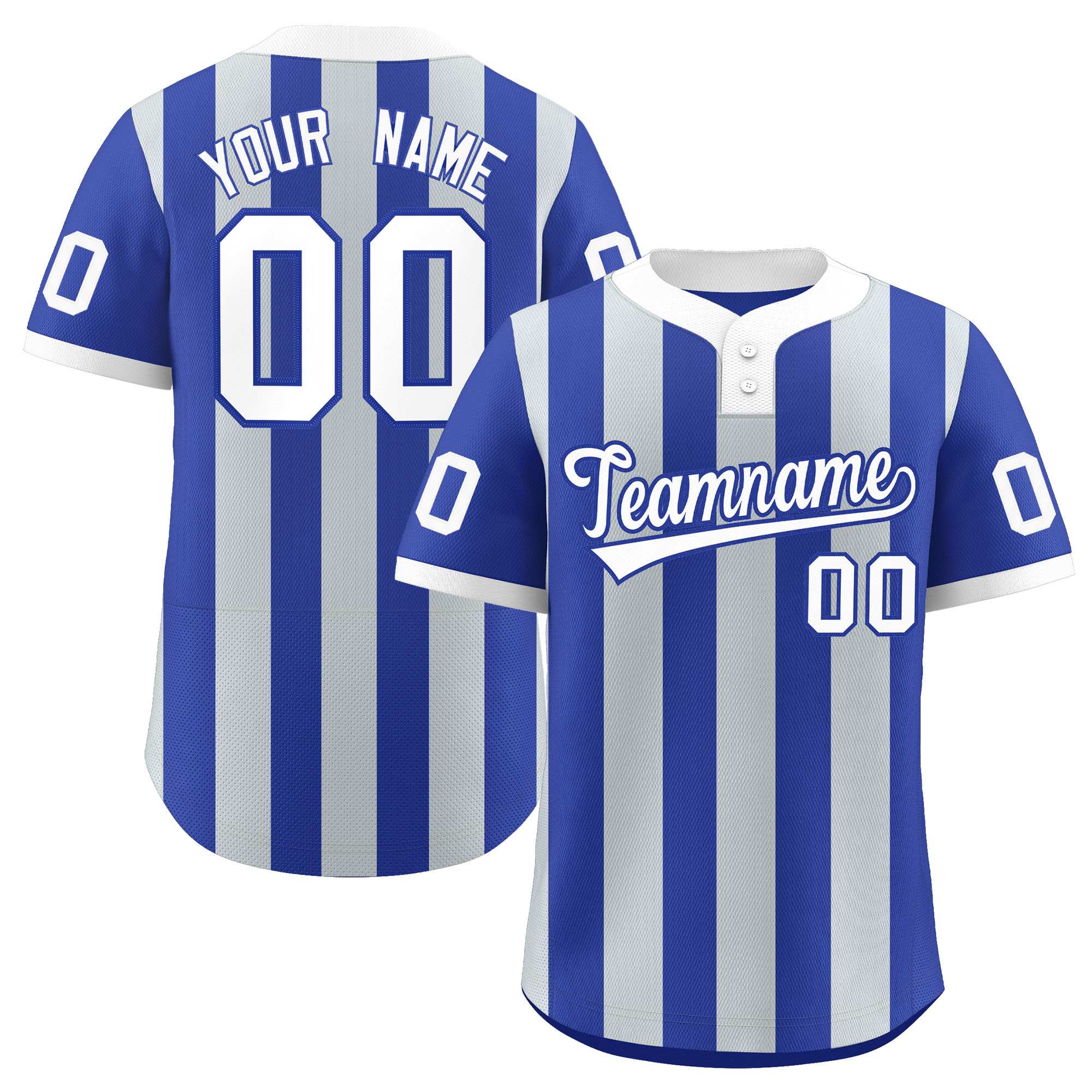Custom Royal Silver Stripe Fashion Authentic Two-Button Baseball Jersey| KXKSHOP